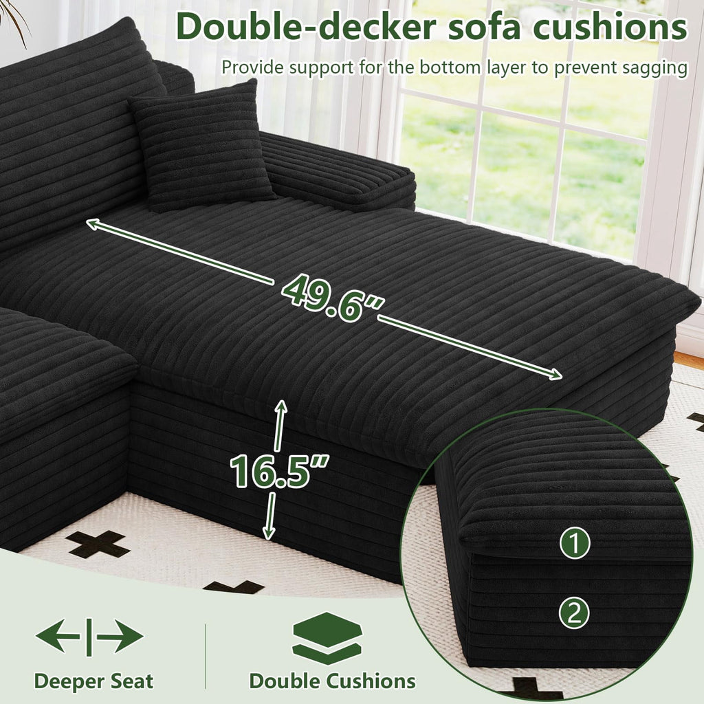 Black U-4 Right+Ottoman W2824S00152-Z