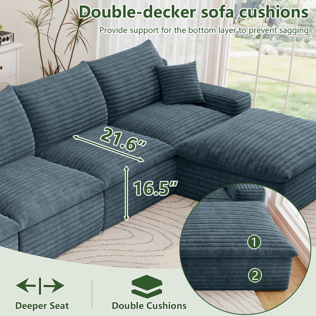 Blue U-4 Seater+2 Ottoman W2824DIY140-Z