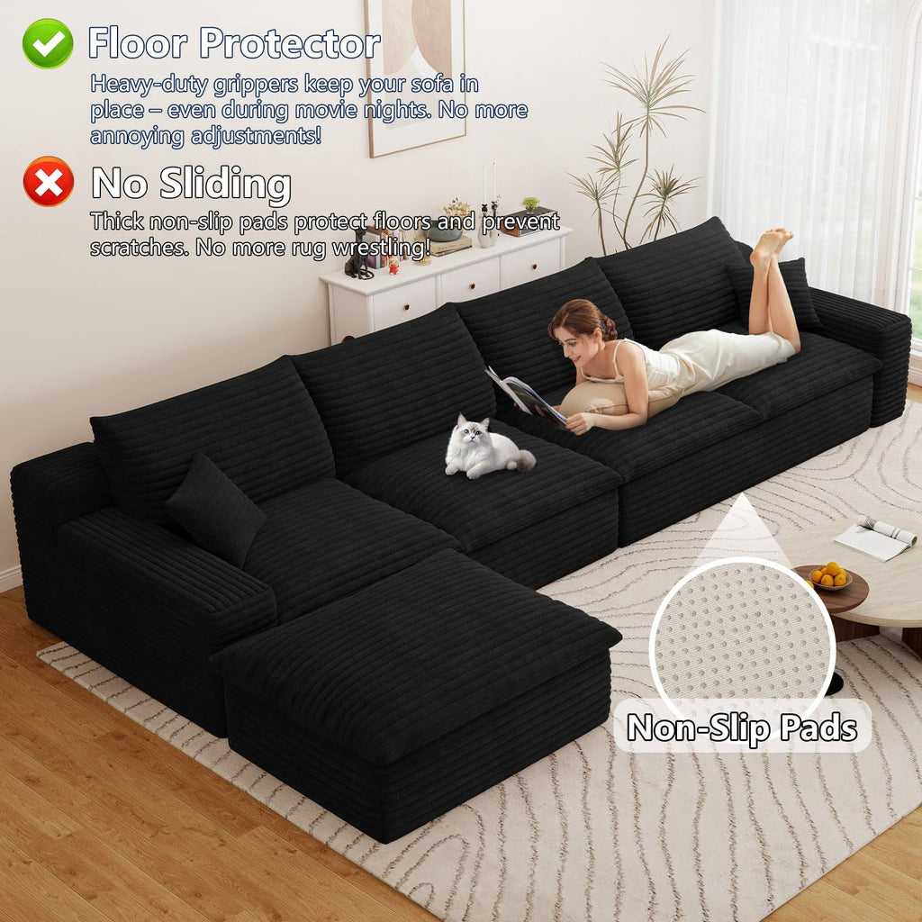 Blcak L-4 Seater+Ottoman W2824DIY131-ZZ