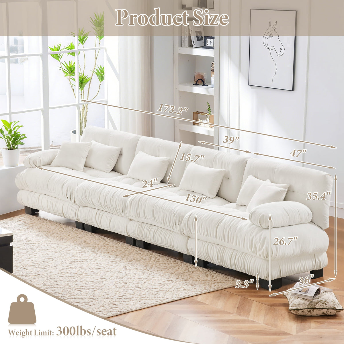 White Chenille 4 Seater W714S01004