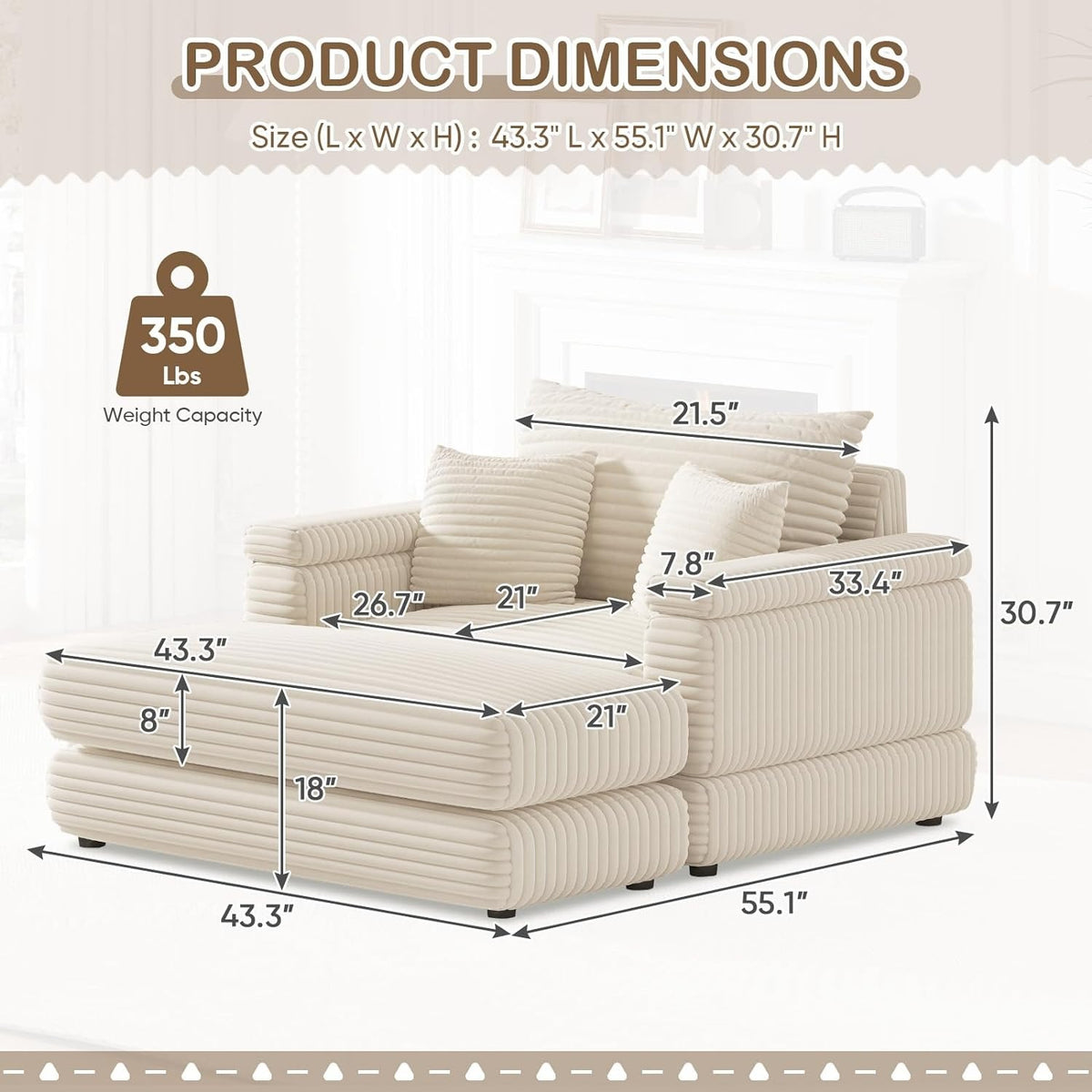 Beige SU-W834-SCC-Beige-43 Inch