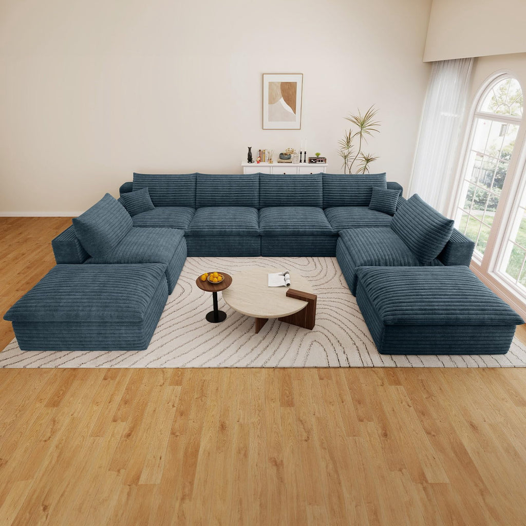Blue U-6 Seater+2 Ottoman W2824DIY109-ZZ