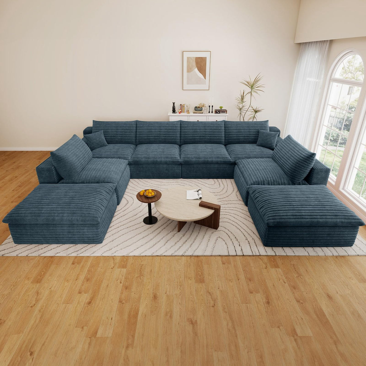 Blue U-6 Seater+2 Ottoman W2824DIY109-ZZ