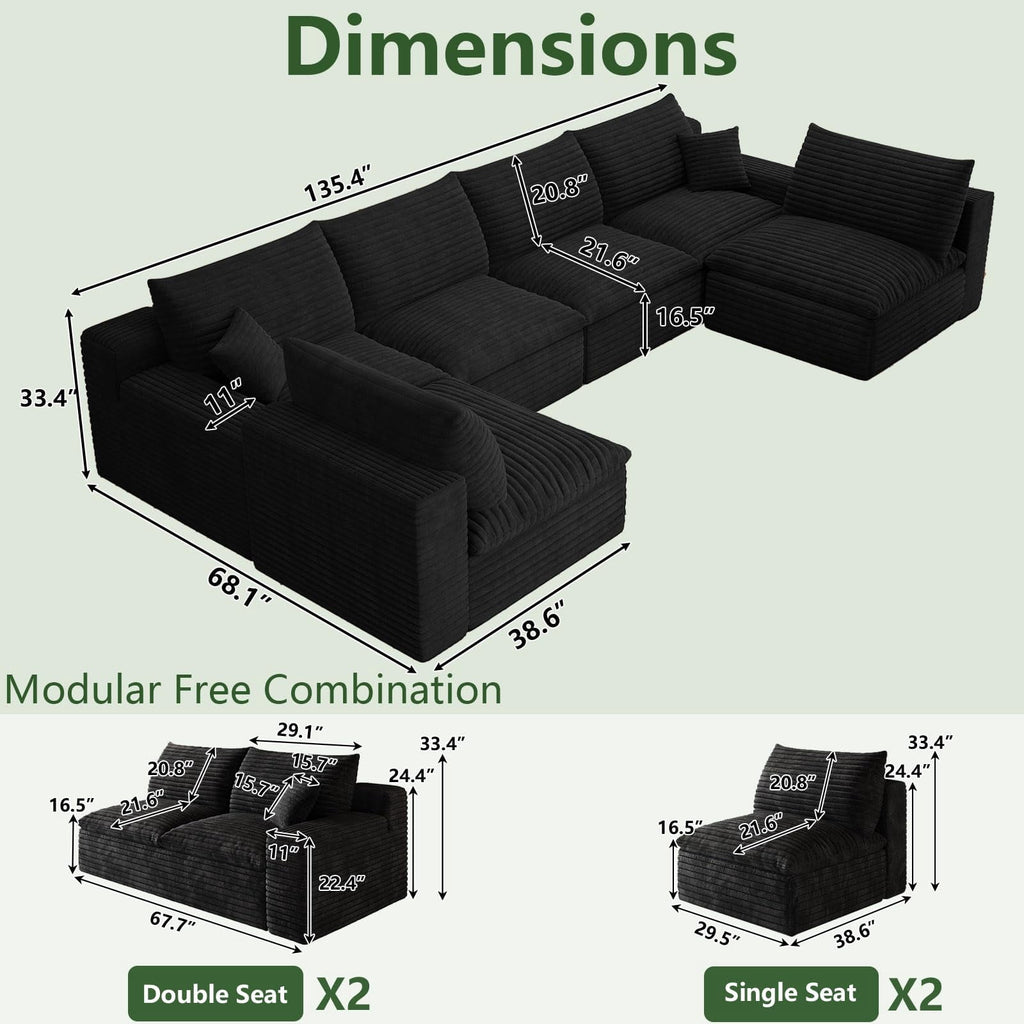 Black U-6 Seater W2824DIY113-Z