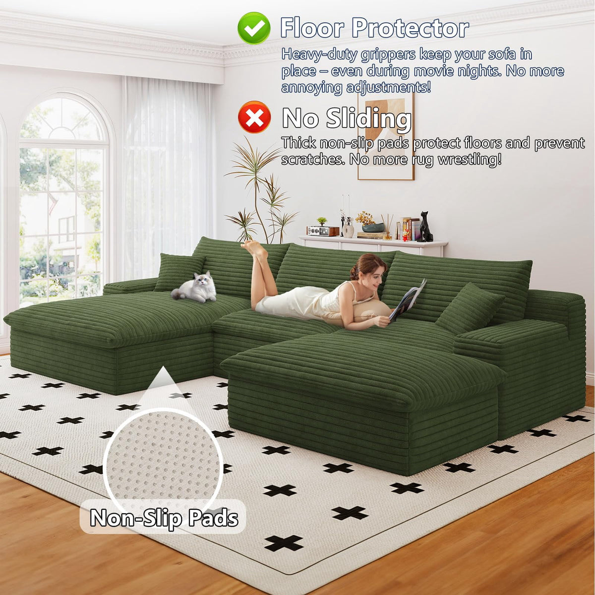 Green U-3 Left+Ottoman W2824S00131-Z