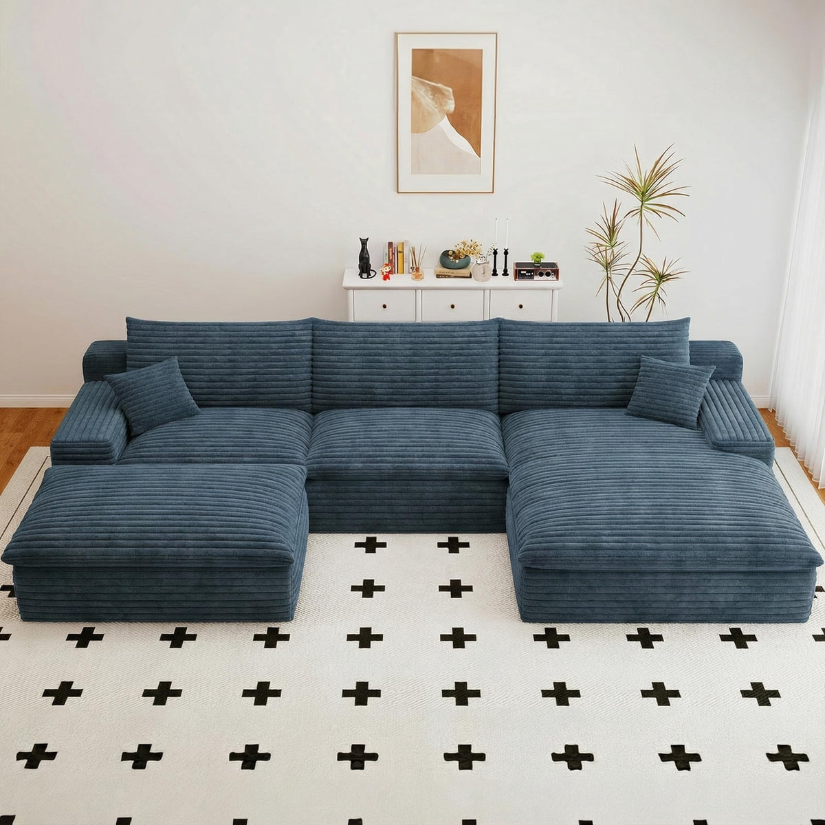 Blue U-3 Right+Ottoman W2824DIY101-ZZ