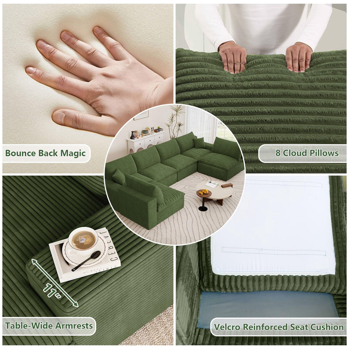 Green U-6 Seater W2824DIY149-Z