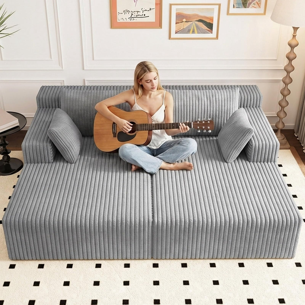 Light Gray Modern, Minimalist, Cozy, Modular Living, Contemporary W5571P450568-light gray