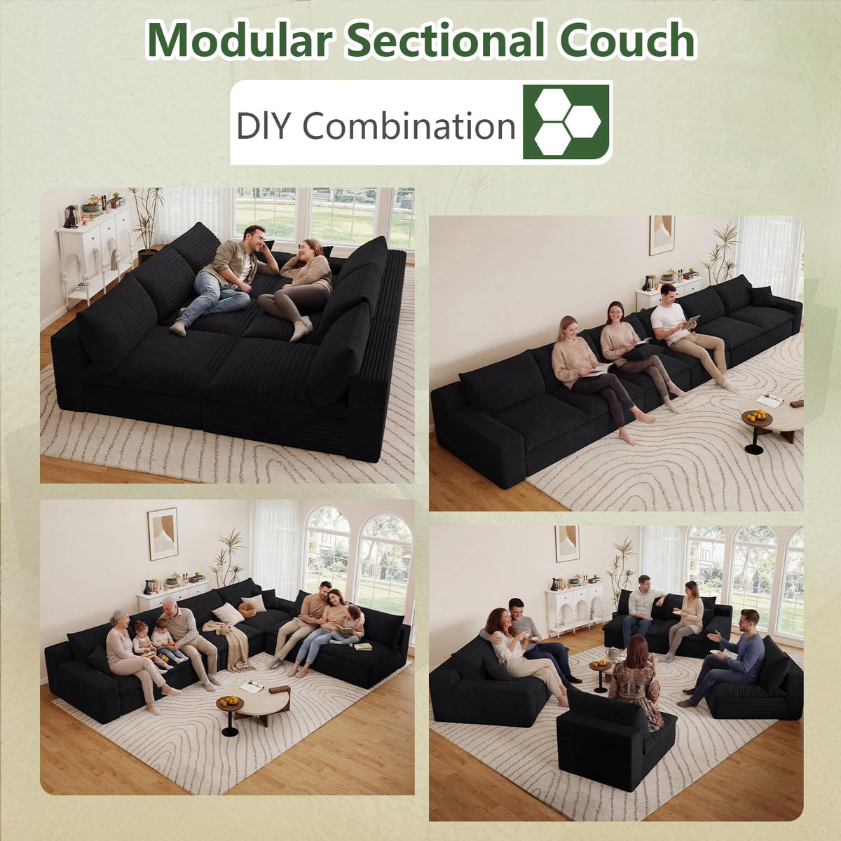 Black U-6 Seater W2824DIY113-Z