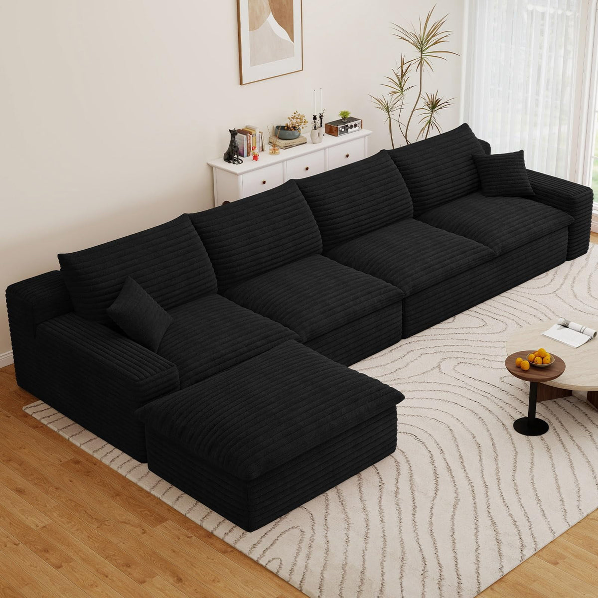 Blcak L-4 Seater+Ottoman W2824DIY131-ZZ