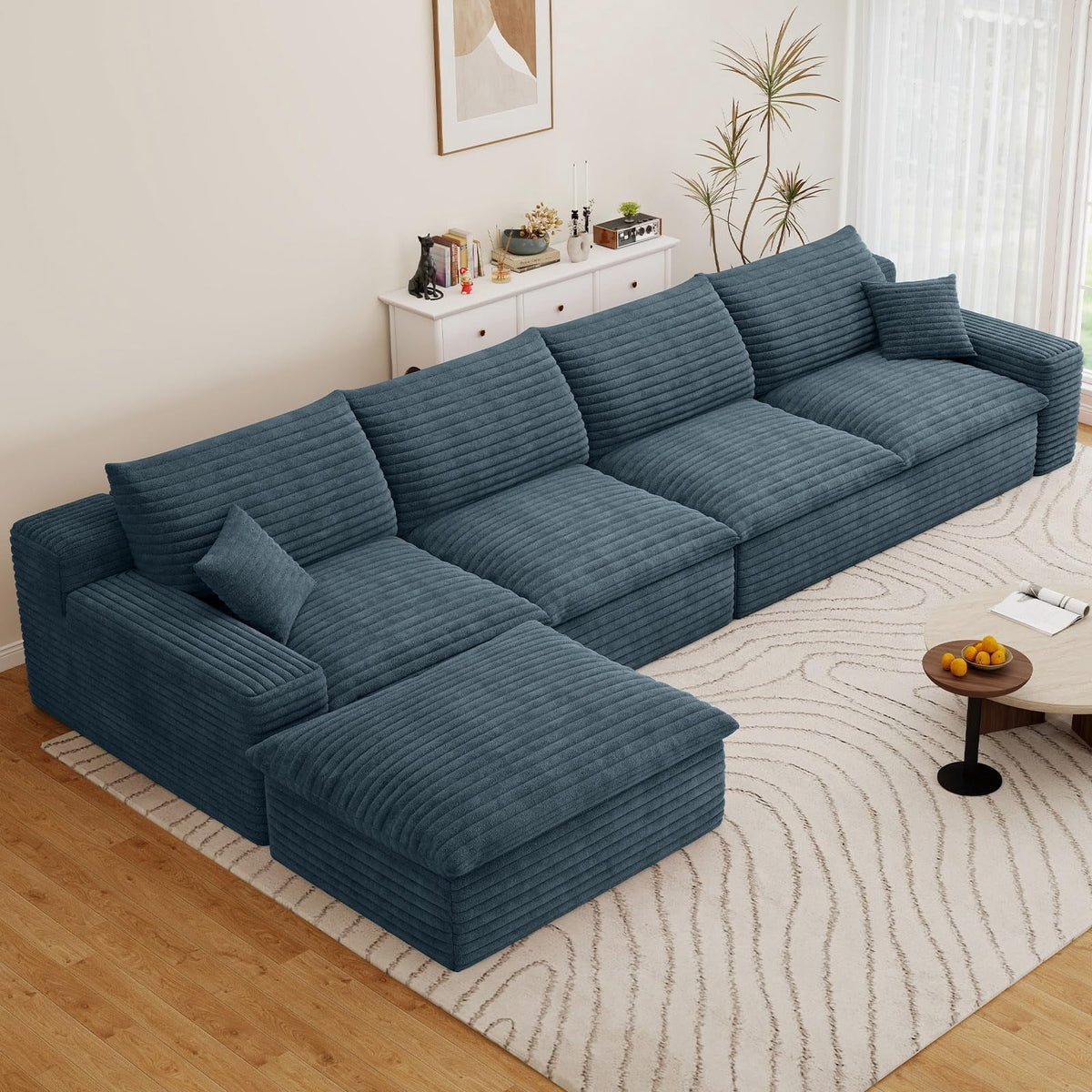 Blue L-4 Seater+Ottoman W2824DIY141-ZZ