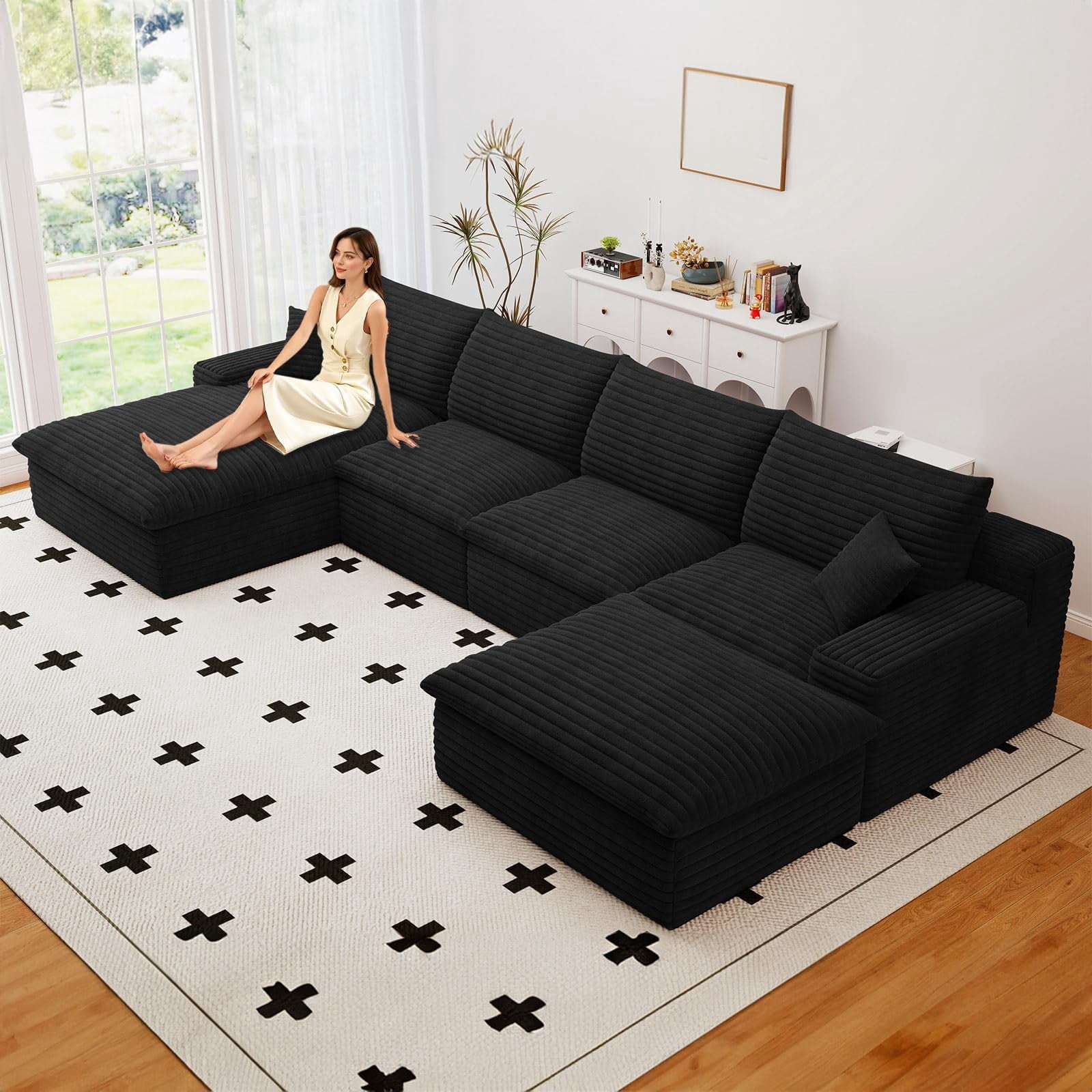 Blcak U-4 Left+Ottoman W2824S00151-ZZ