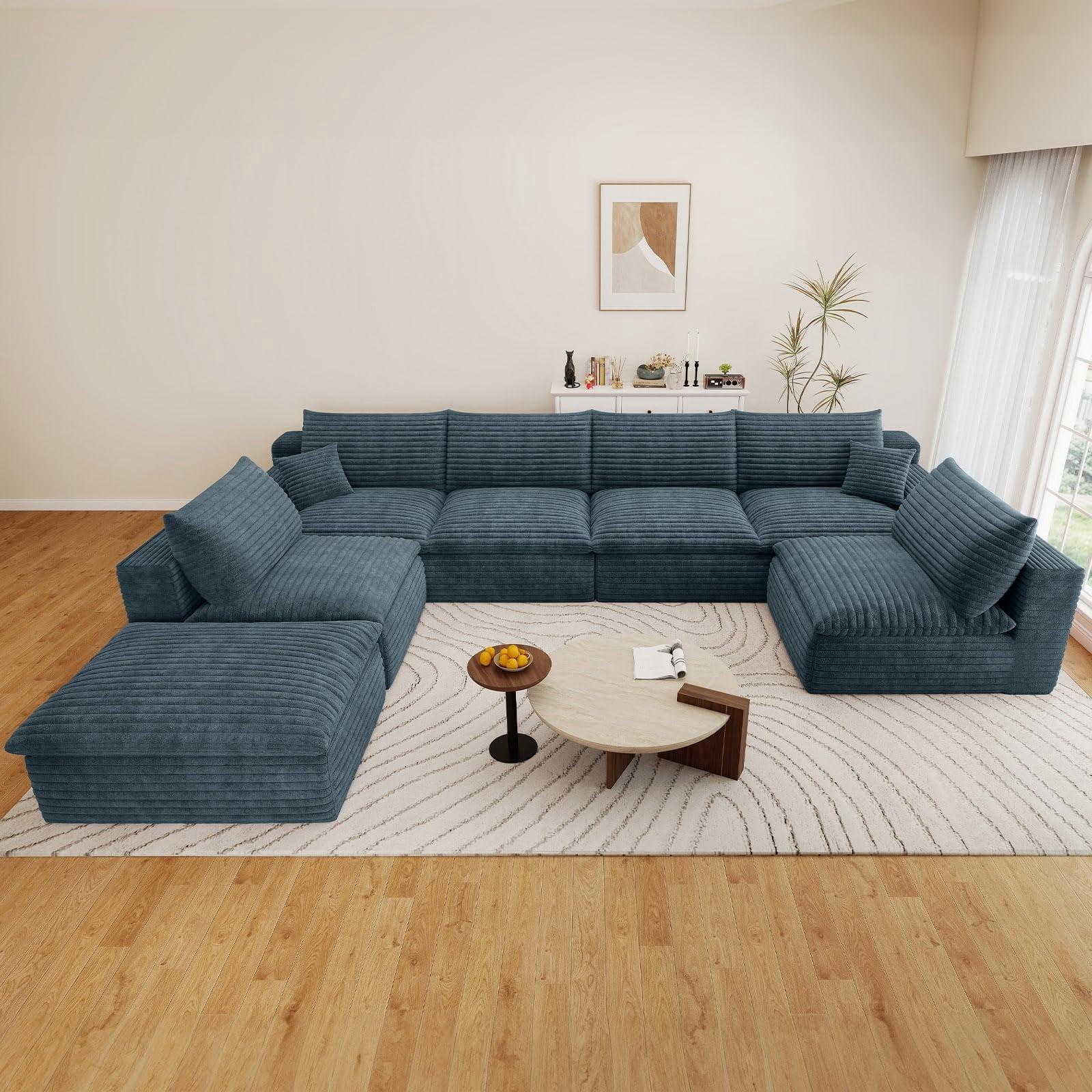 Blue U-6 Seater+Ottoman W2824DIY118-ZZ