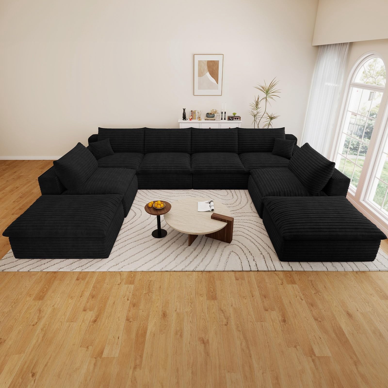 Blcak U-6 Seater+2 Ottoman W2824DIY126-ZZ