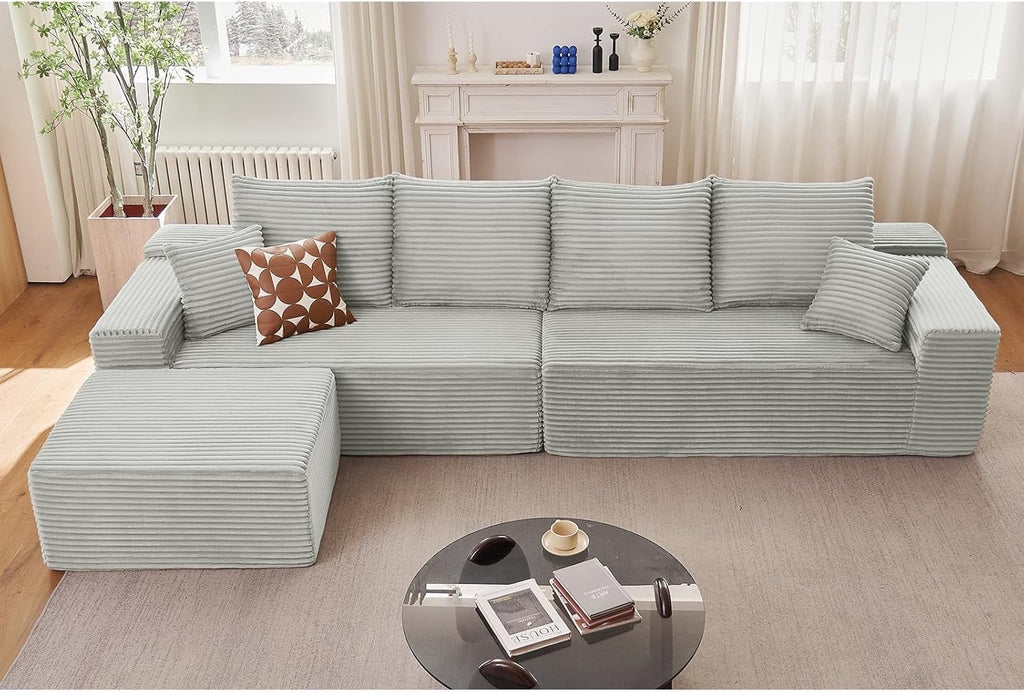 Style H-l Shaped-4 Seater+ottoman-grey W2824DIY17