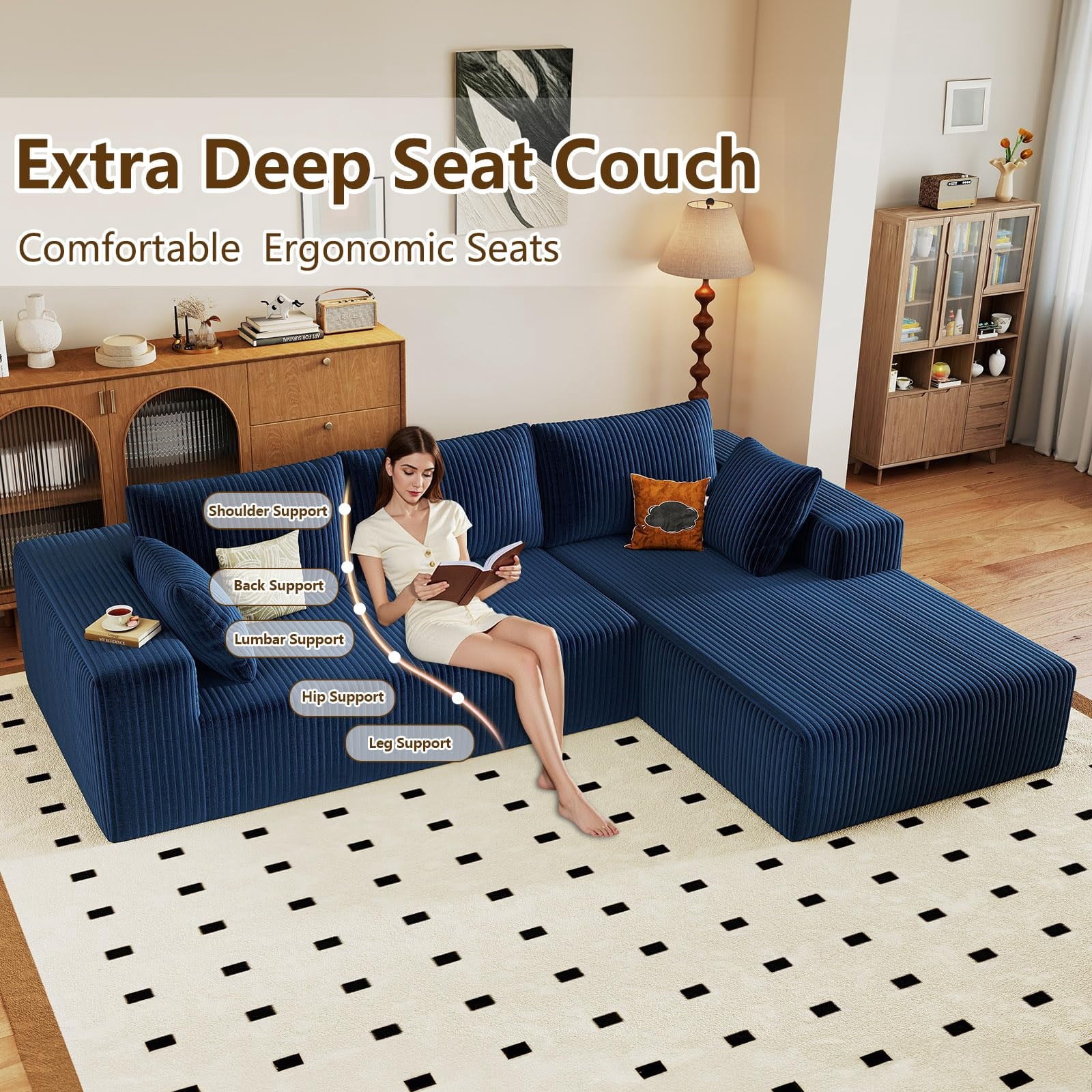 Blue 96" Right Facing Chaise W3315P374750-R