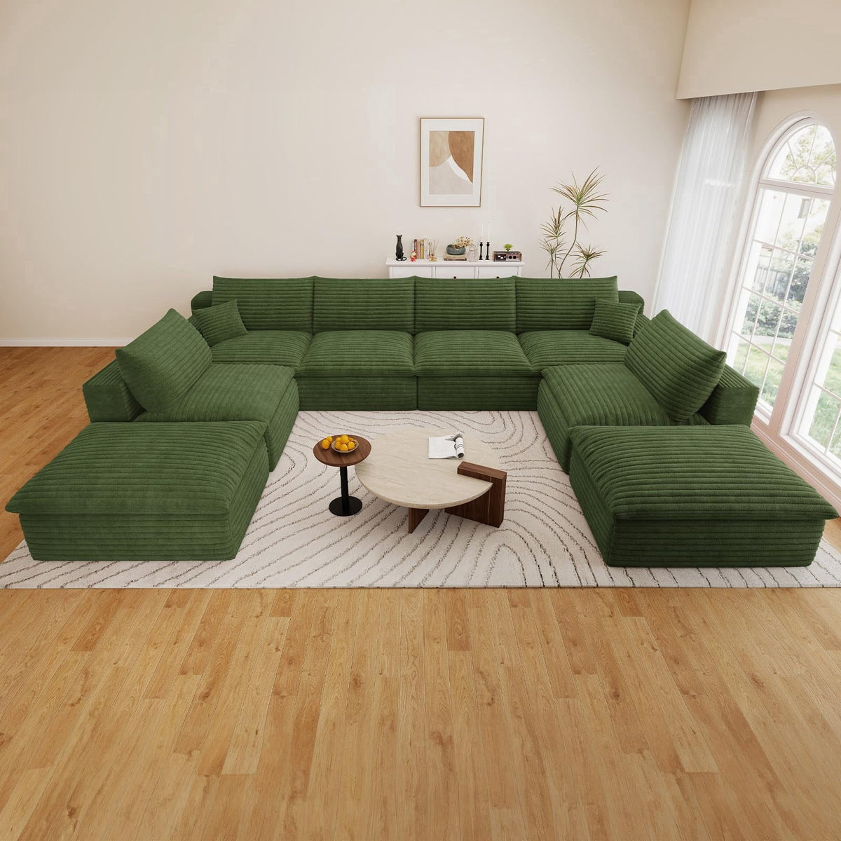 Green U-6 Seater+2 Ottoman W2824DIY151-Z