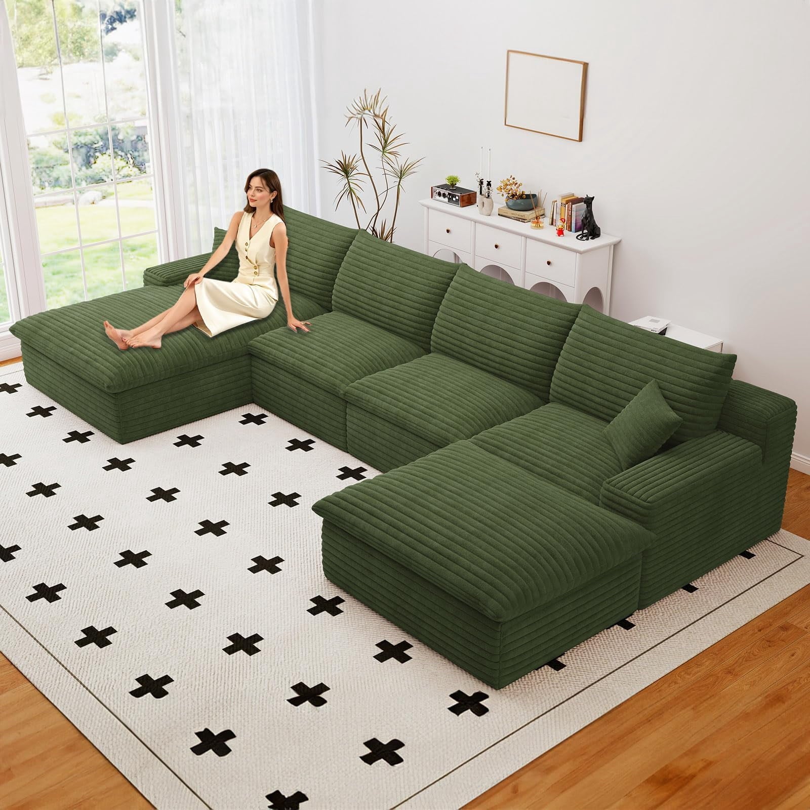 Green U-4 Left+Ottoman W2824S00135-Z