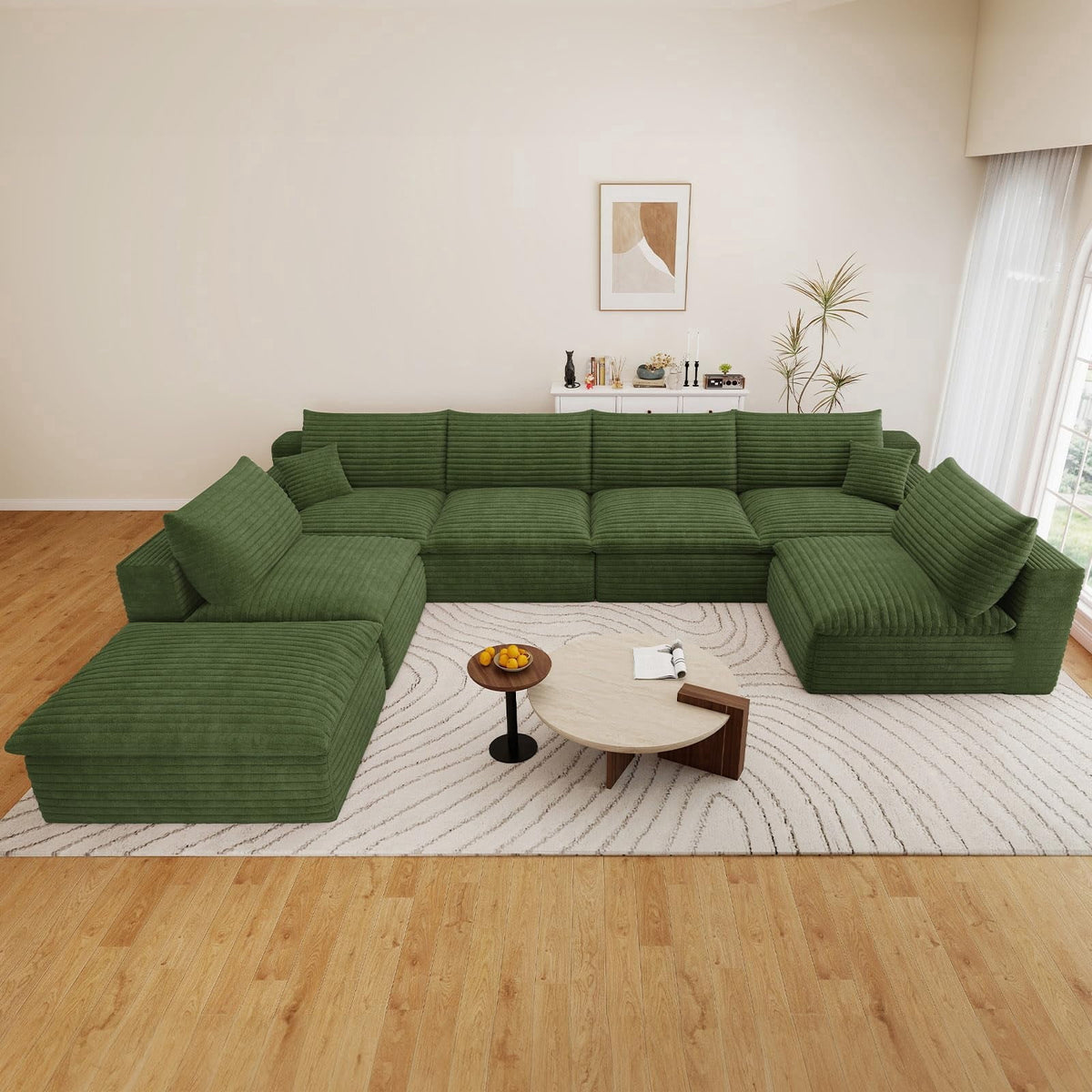Green U-6 Seater+Ottoman W2824DIY150-Z