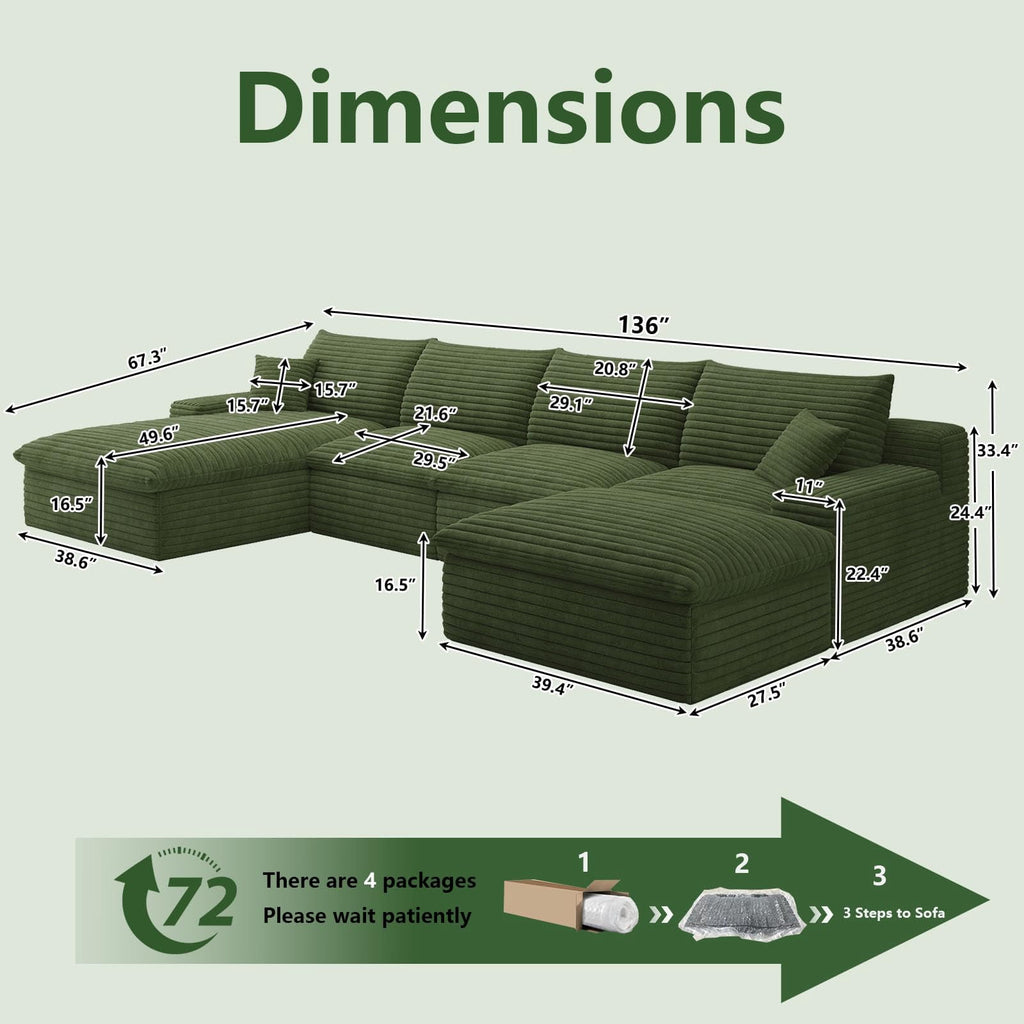 Green U-4 Left+Ottoman W2824S00135-Z