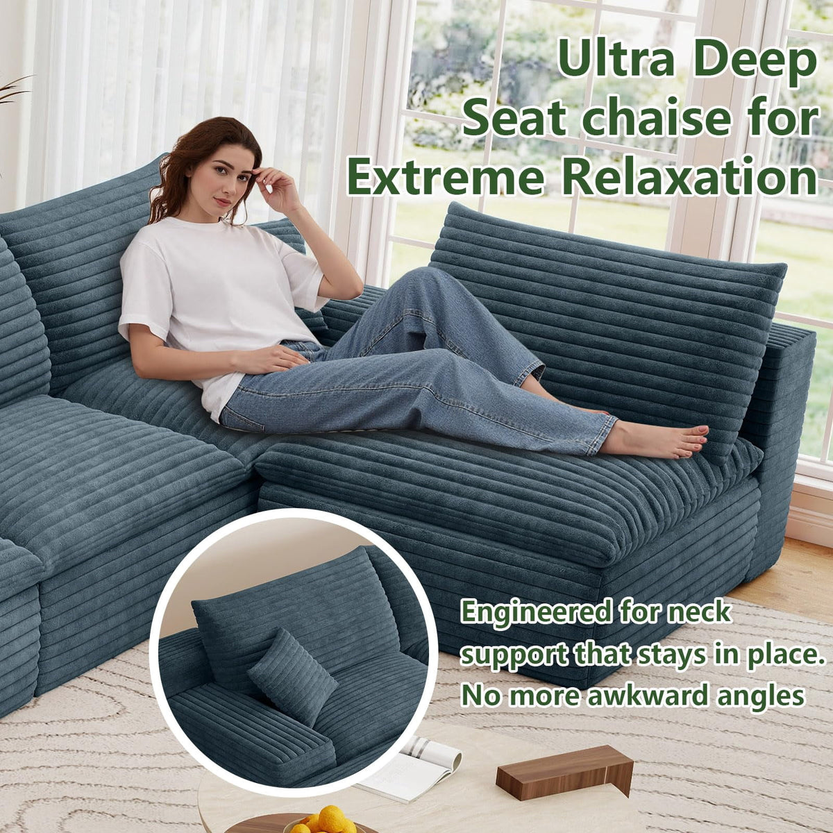 Blue U-6 Seater+Ottoman W2824DIY118-ZZ