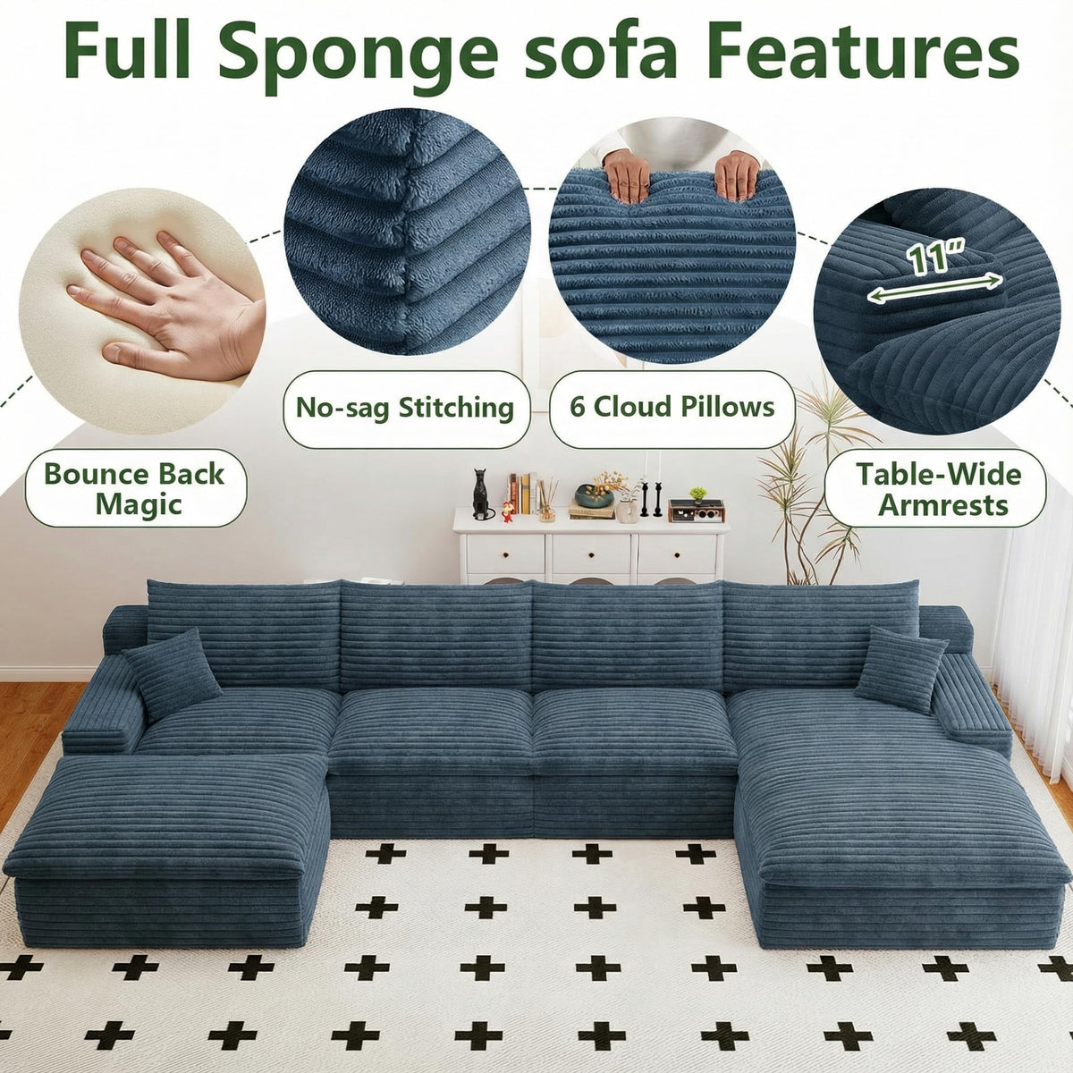 Blue U-4 Right+Ottoman W2824DIY104-Z