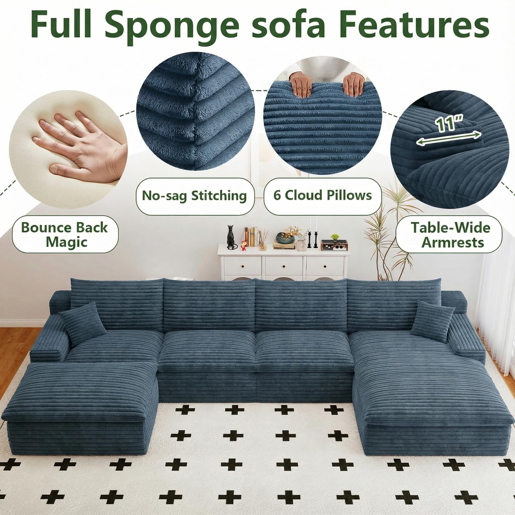 Blue U-4 Right+Ottoman W2824DIY104-ZZ