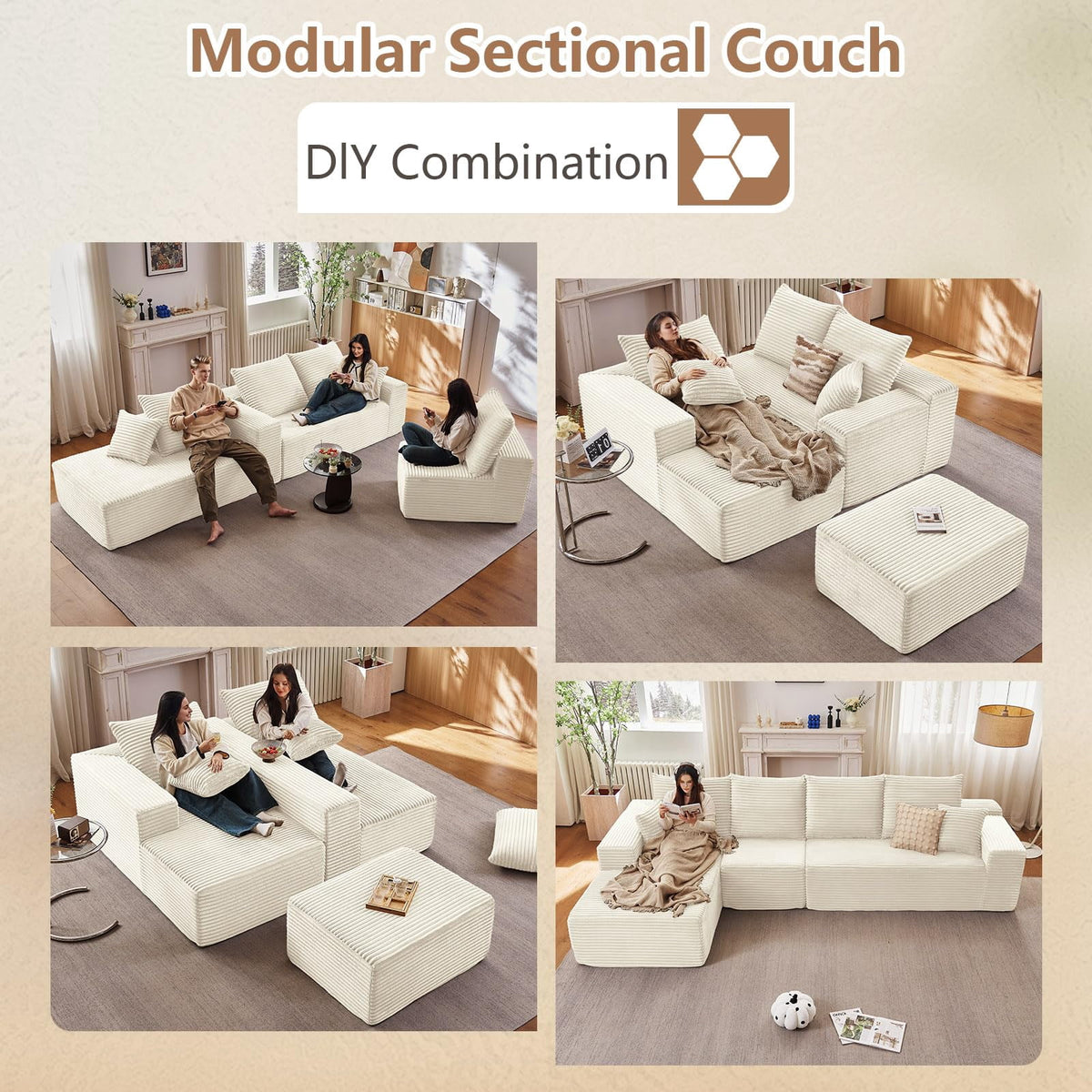 White 135" Left Facing Chaise W2824S00117/