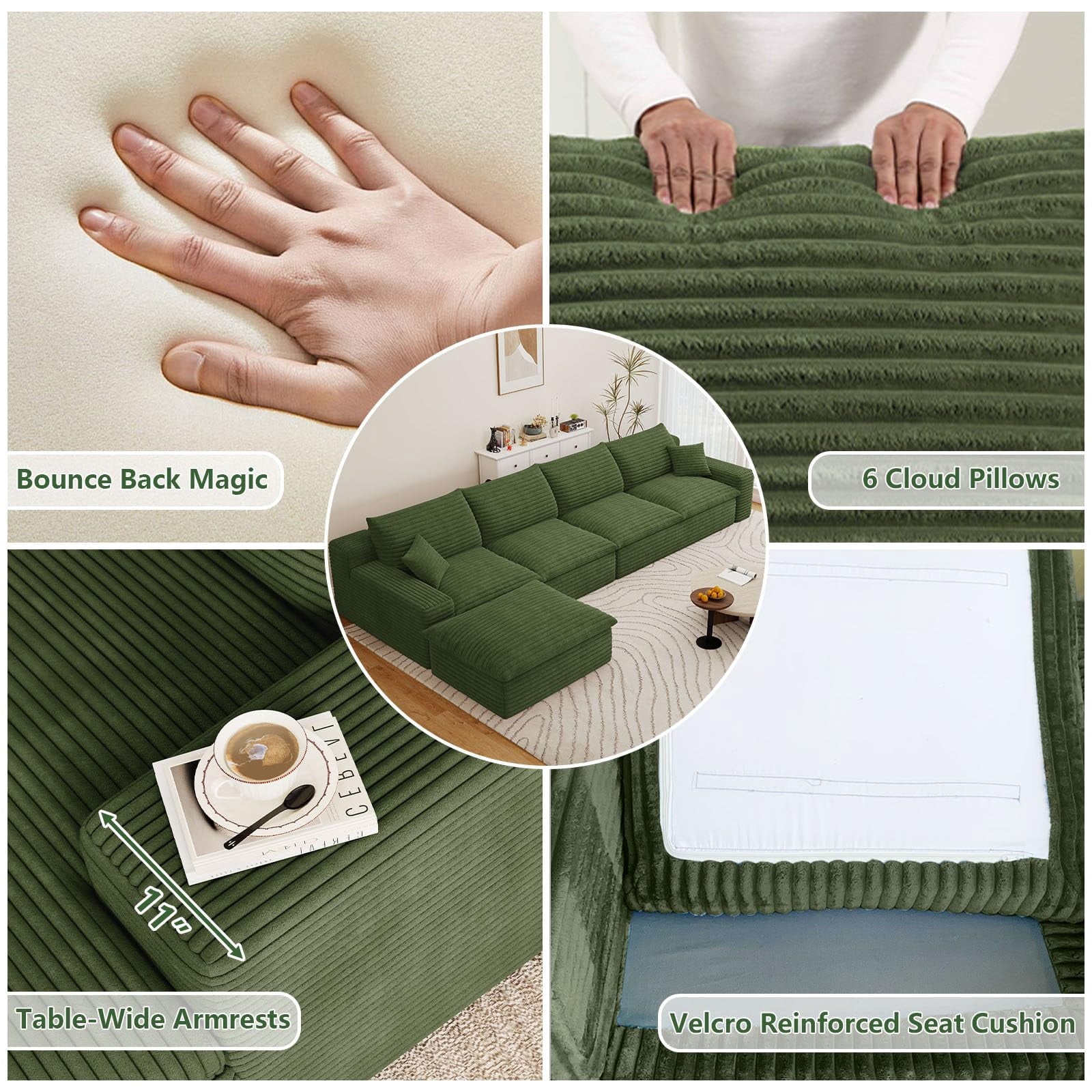 Green L-4 Seater+Ottoman W2824DIY147-ZZ