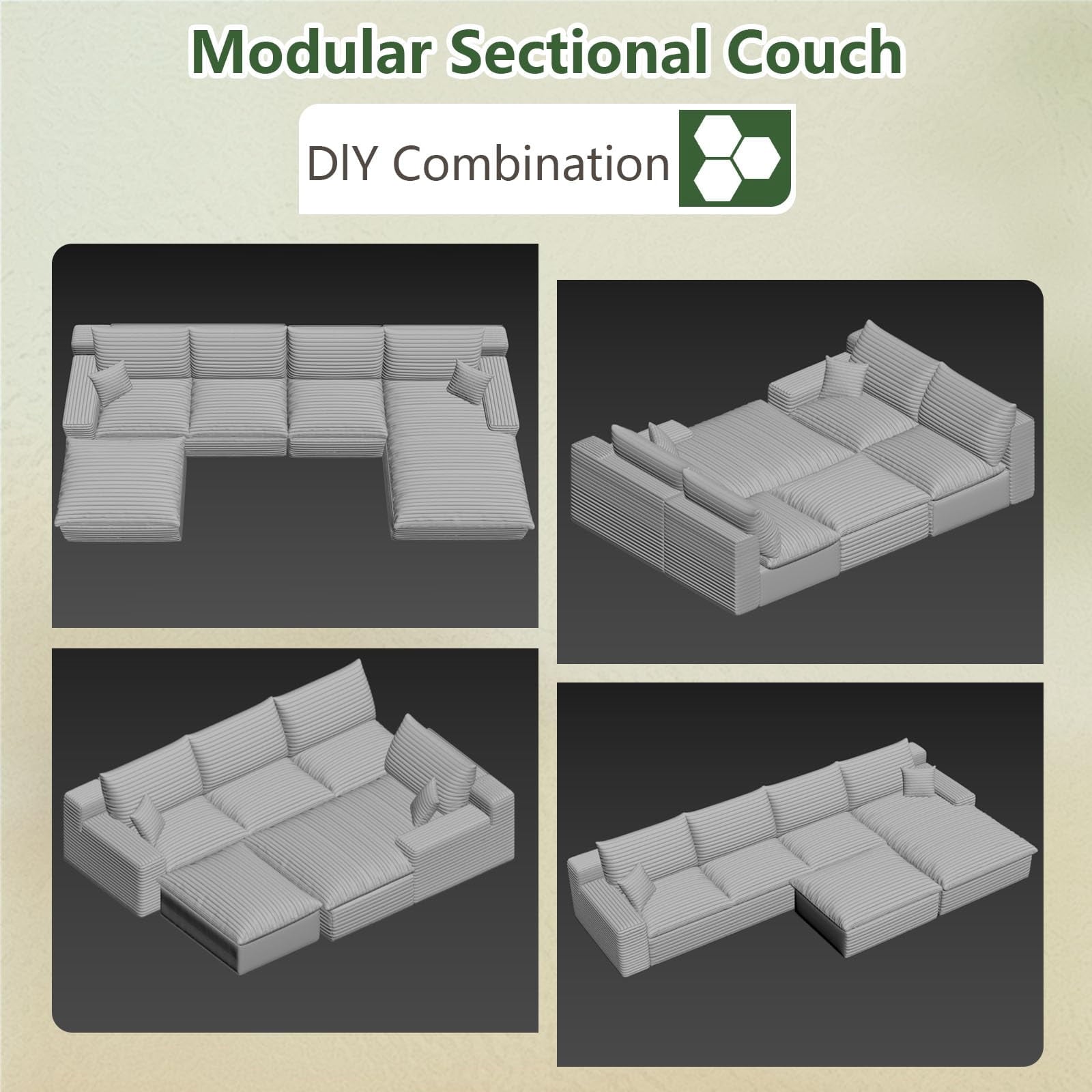 Blcak U-4 Right+Ottoman W2824S00152-ZZ