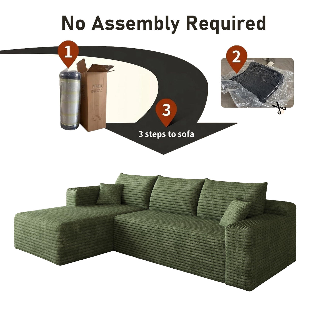 Green Left Facing Chaise W5571P500141-