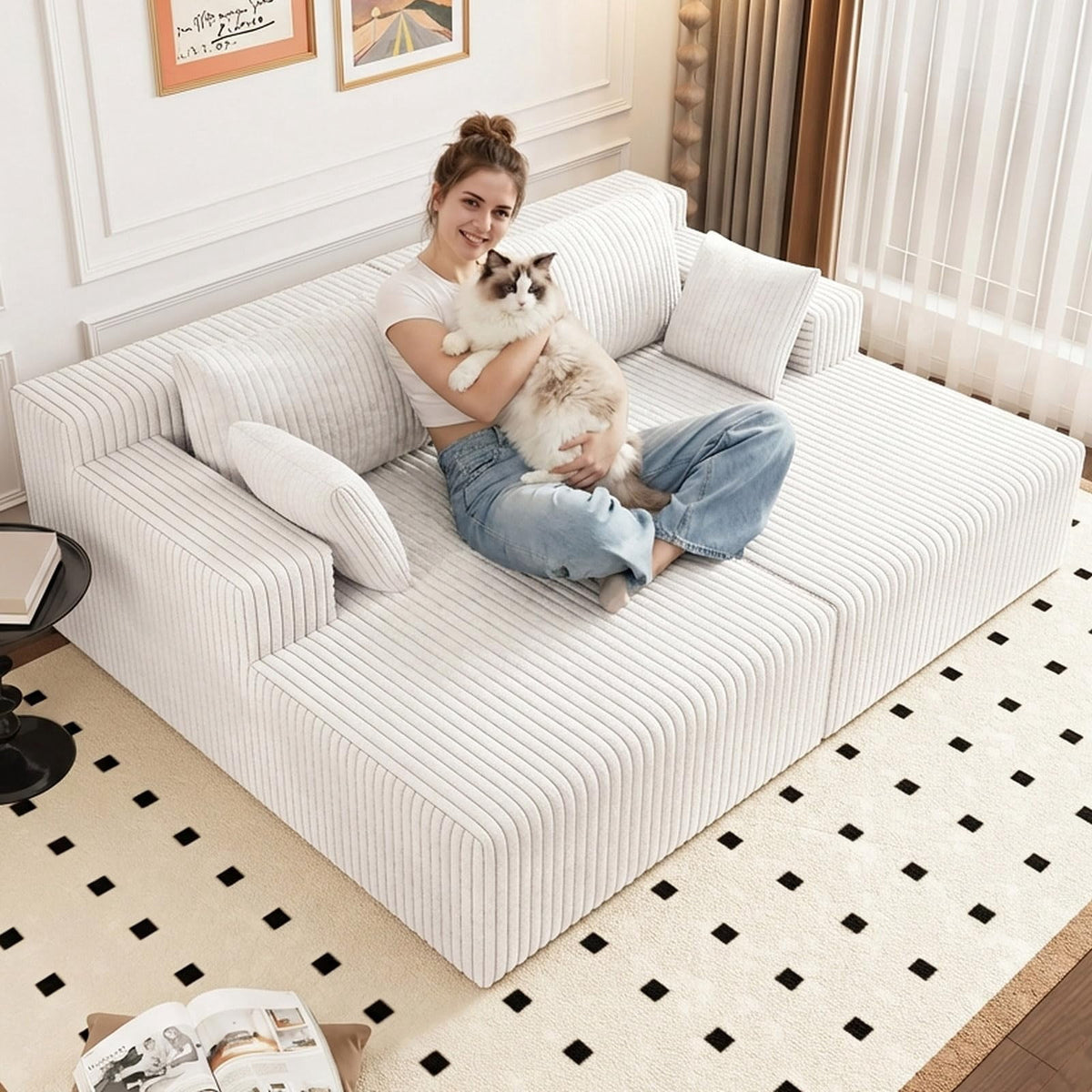 White Modern, Minimalist, Cozy, Modular Living, Contemporary W5571P450561-white