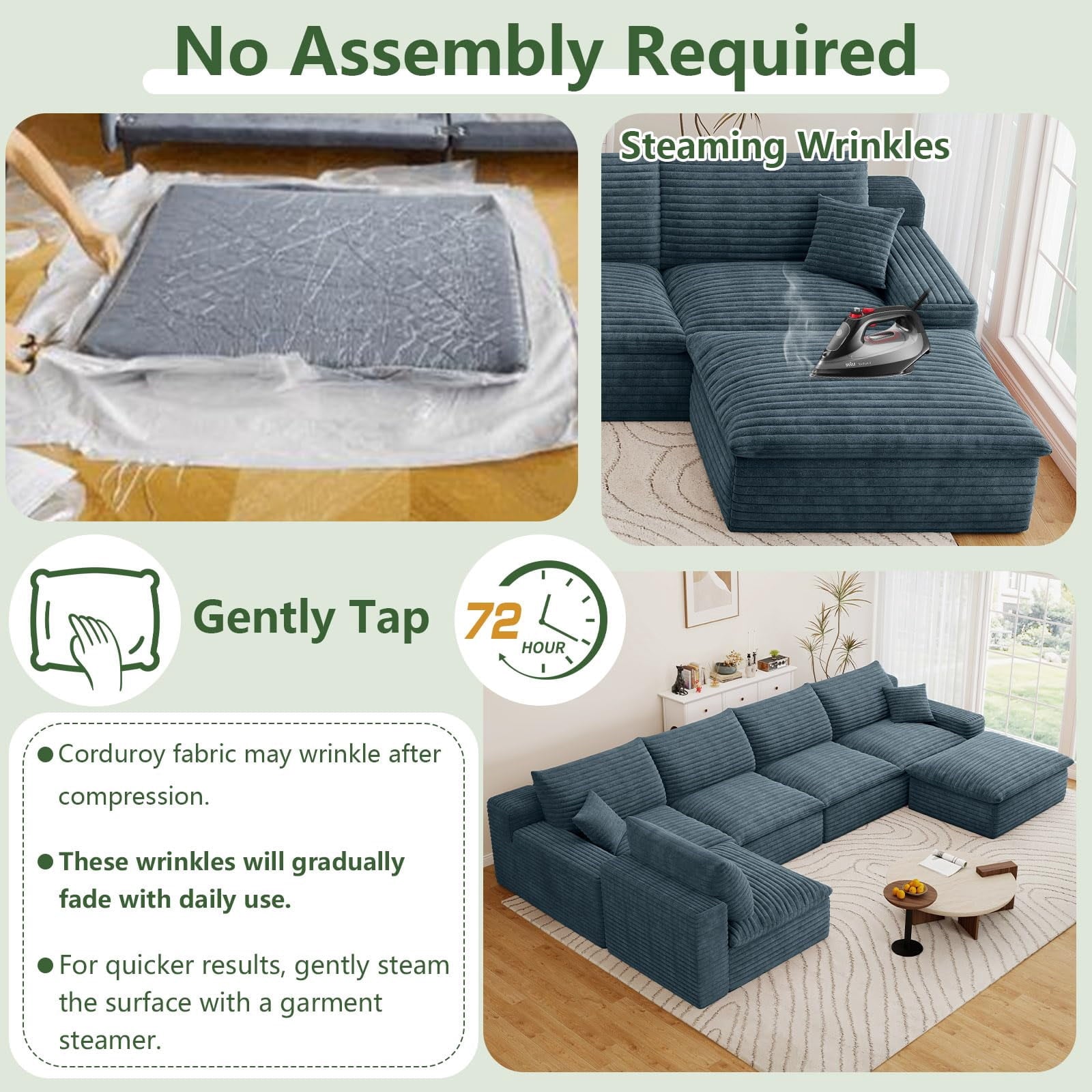 Blue U-5 Seater+Ottoman W2824DIY115-Z