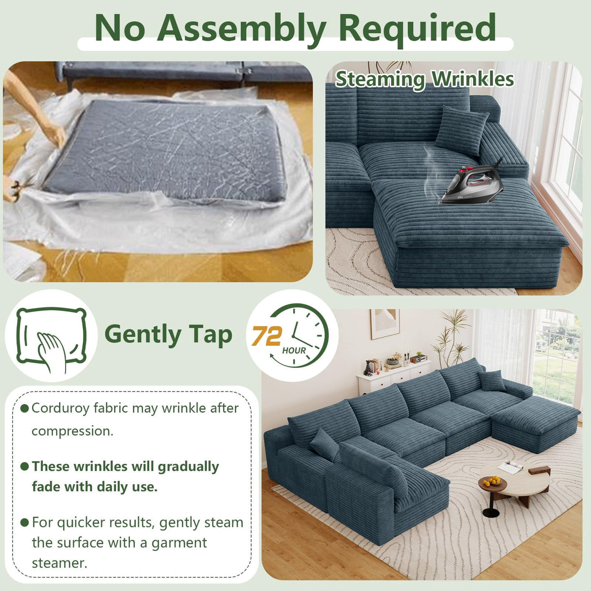 Blue U-5 Seater+Ottoman W2824DIY115-ZZ