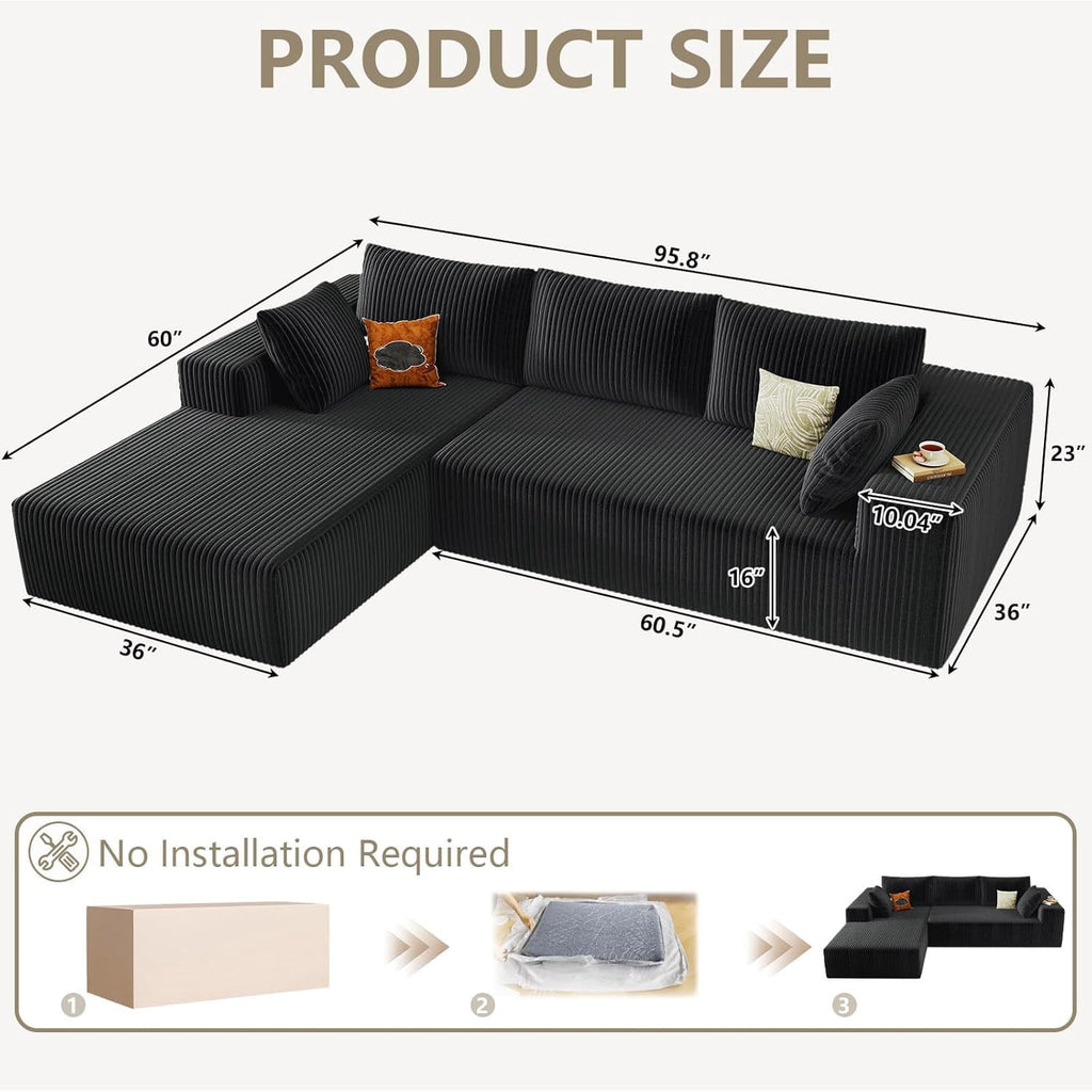 Black Left-facing chaise W3315P374744-L-left-black
