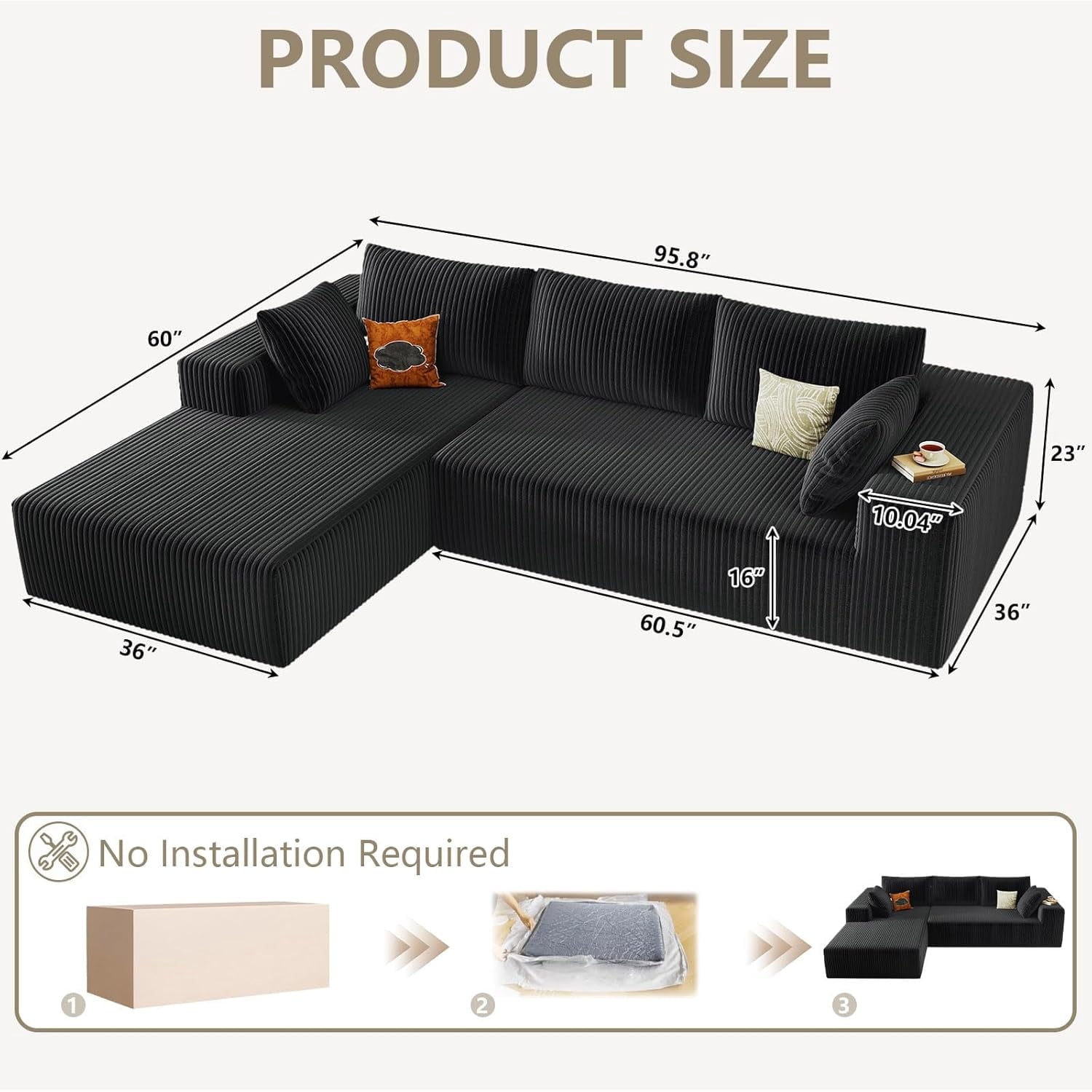 Black Left-facing chaise W3315P374744-L-left-black
