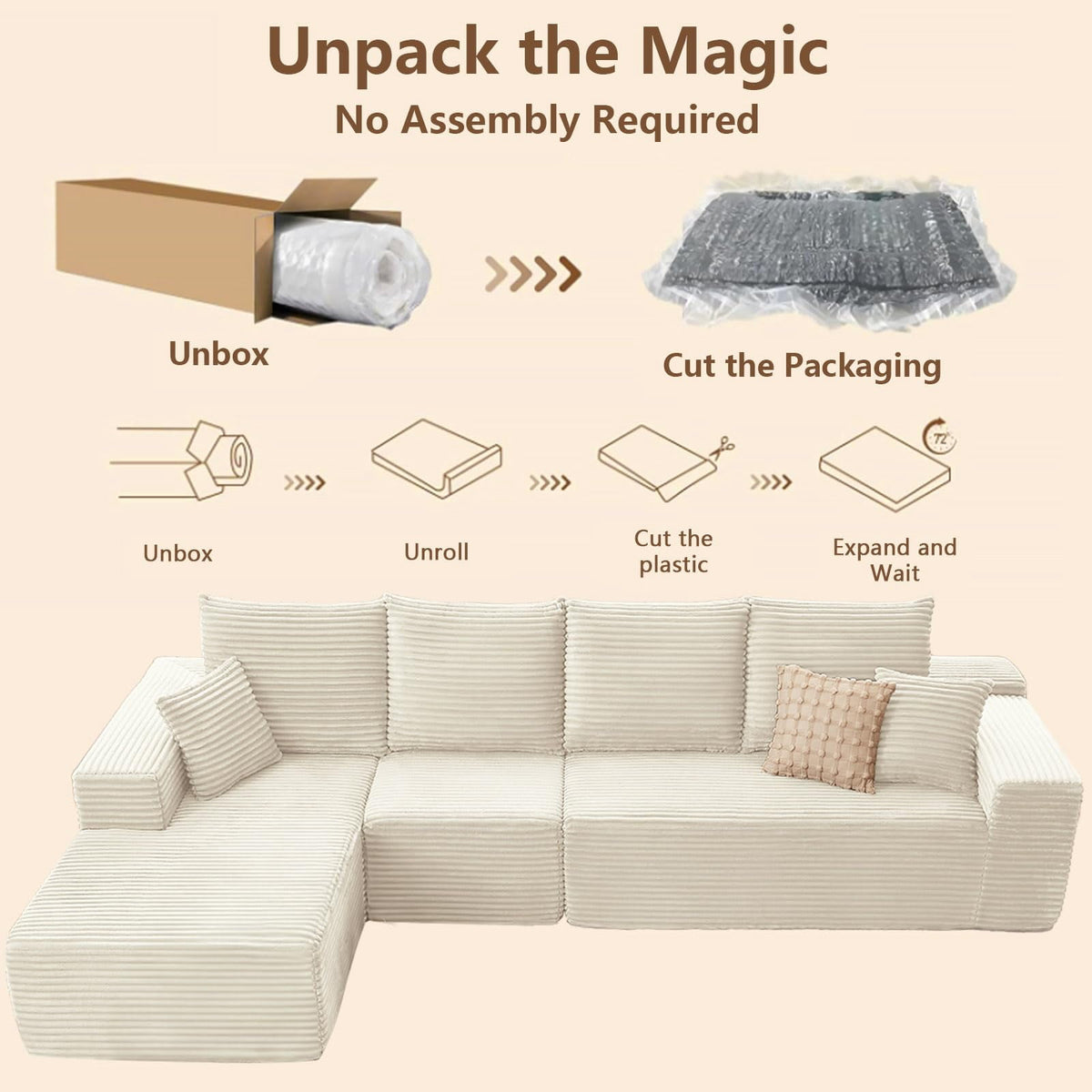 White 135" Left Facing Chaise W2824S00117/