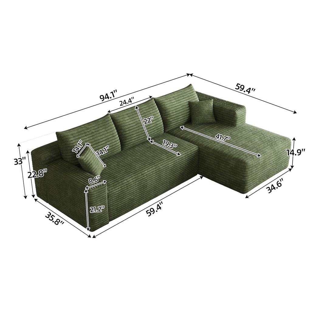Green Right Facing Chaise W5571P500140-