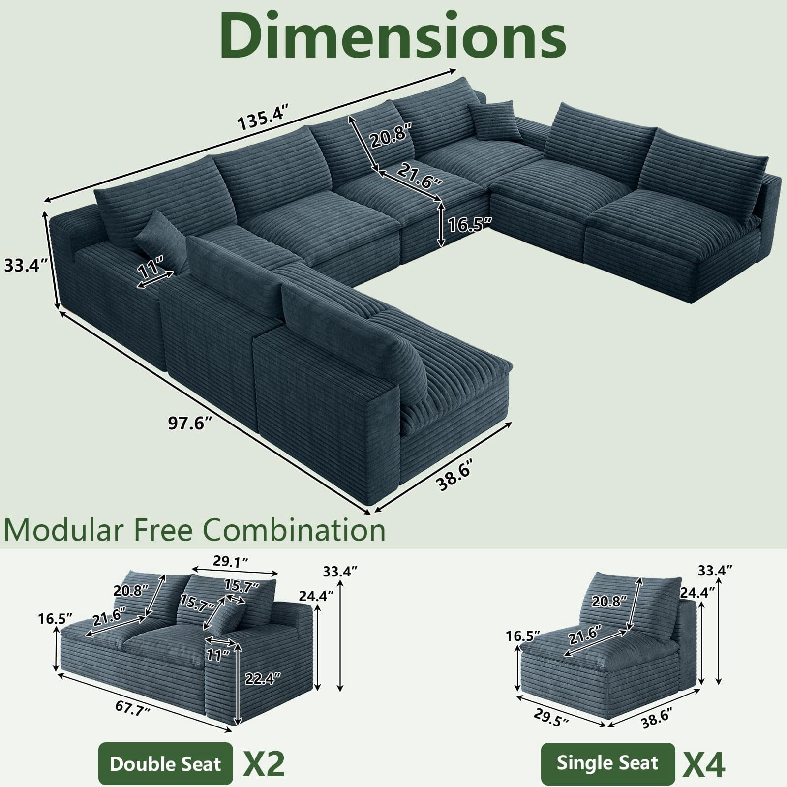 Blue U-8 Seater W2824DIY145-ZZ