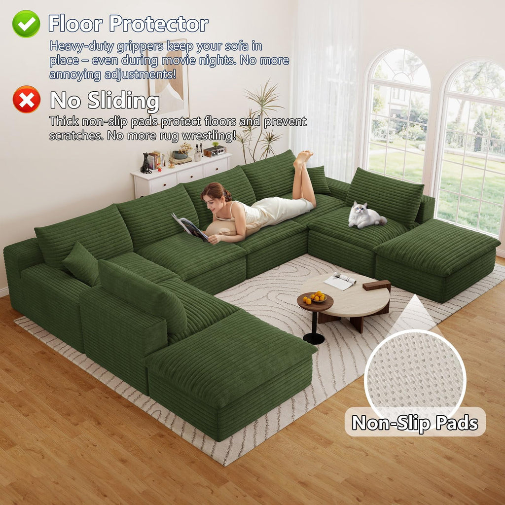 Green U-6 Seater+2 Ottoman W2824DIY151-Z