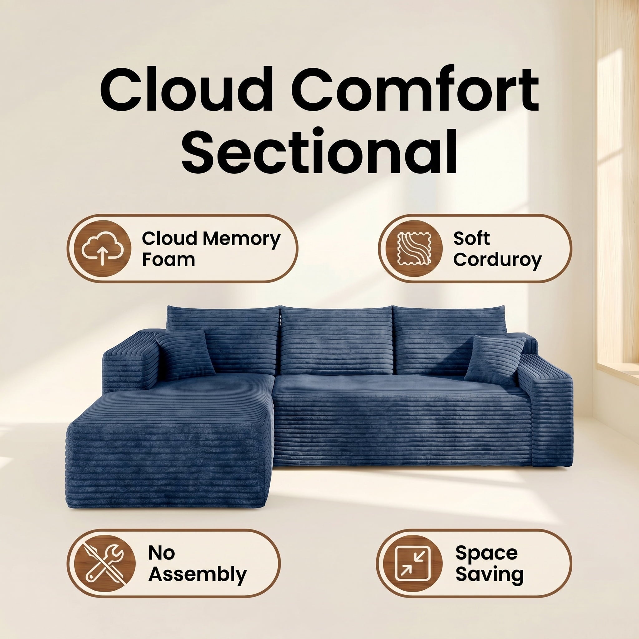 Blue Left Facing Chaise W5571P500139-