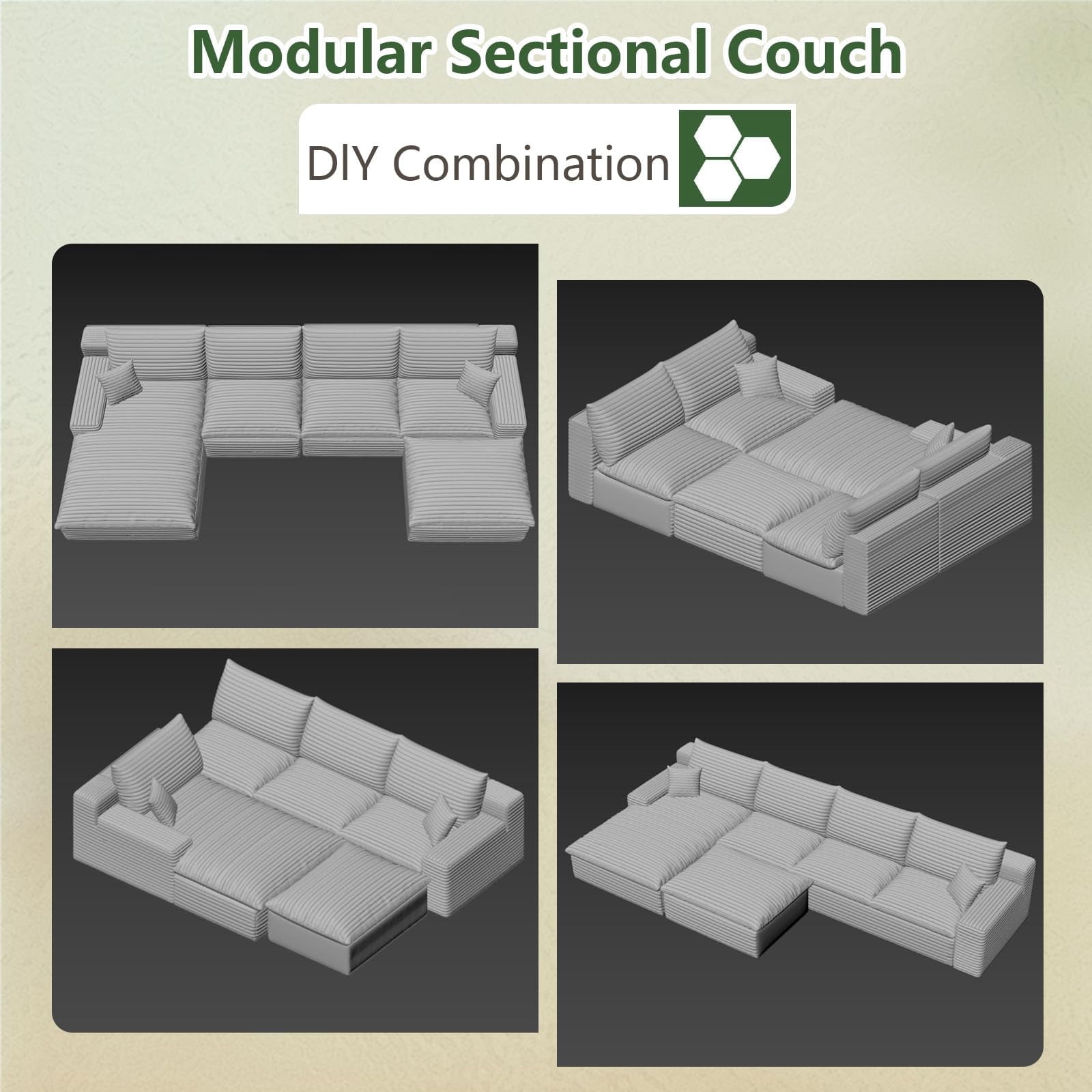 Blcak U-4 Left+Ottoman W2824S00151-ZZ