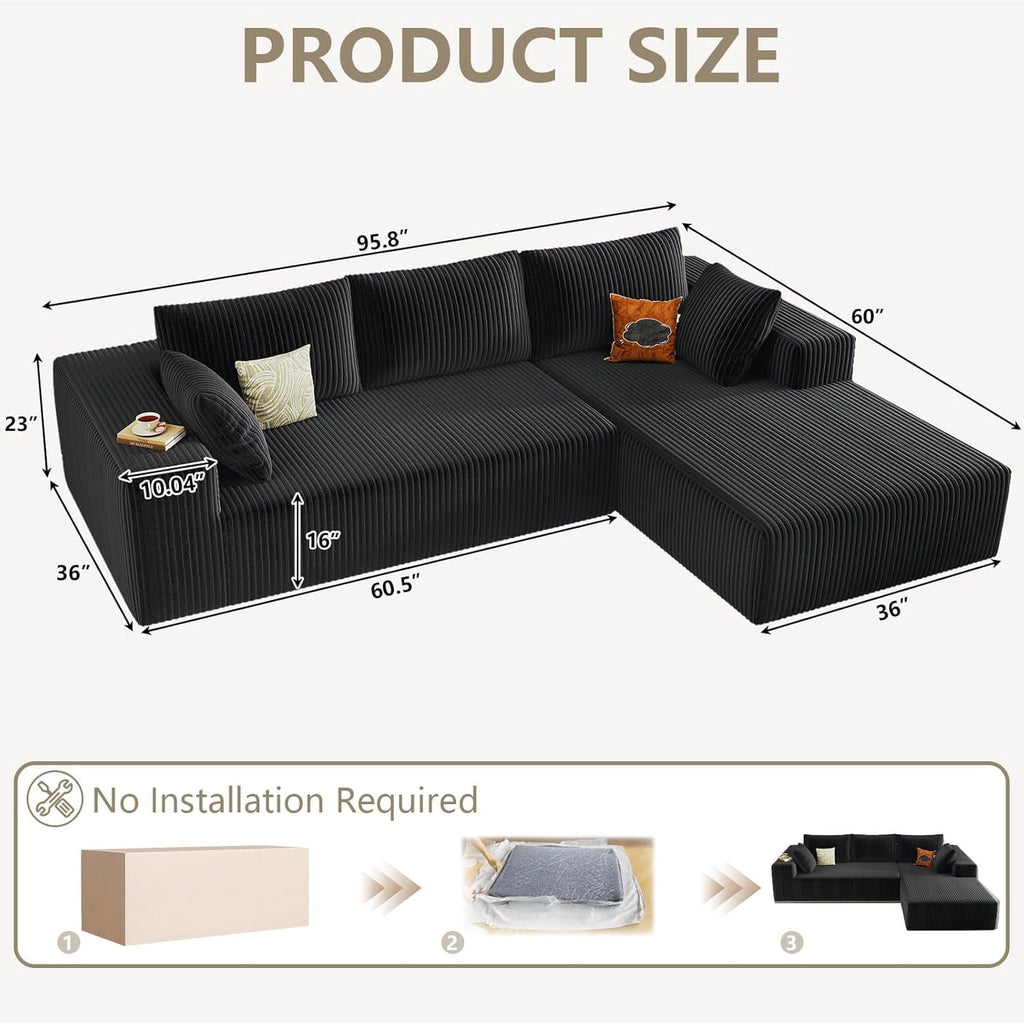 Black Right-facing chaise W3315P374684-L-right-black