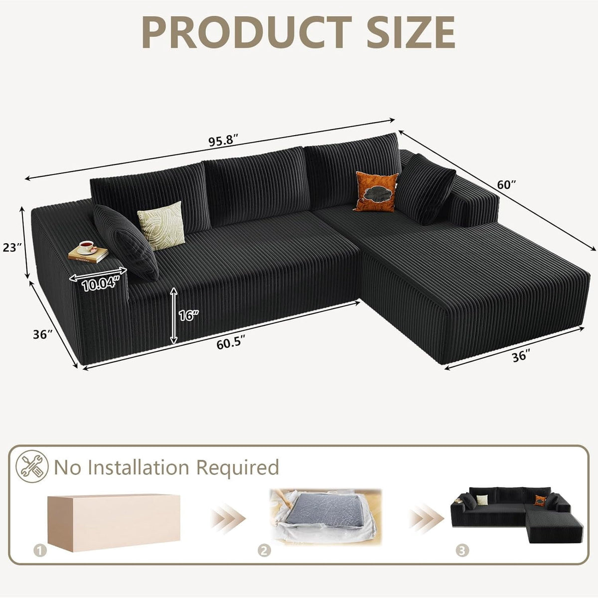 Black Right-facing chaise W3315P374684-L-right-black
