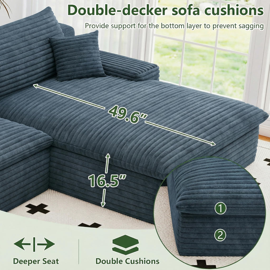 Blue U-3 Right+Ottoman W2824DIY101-ZZ