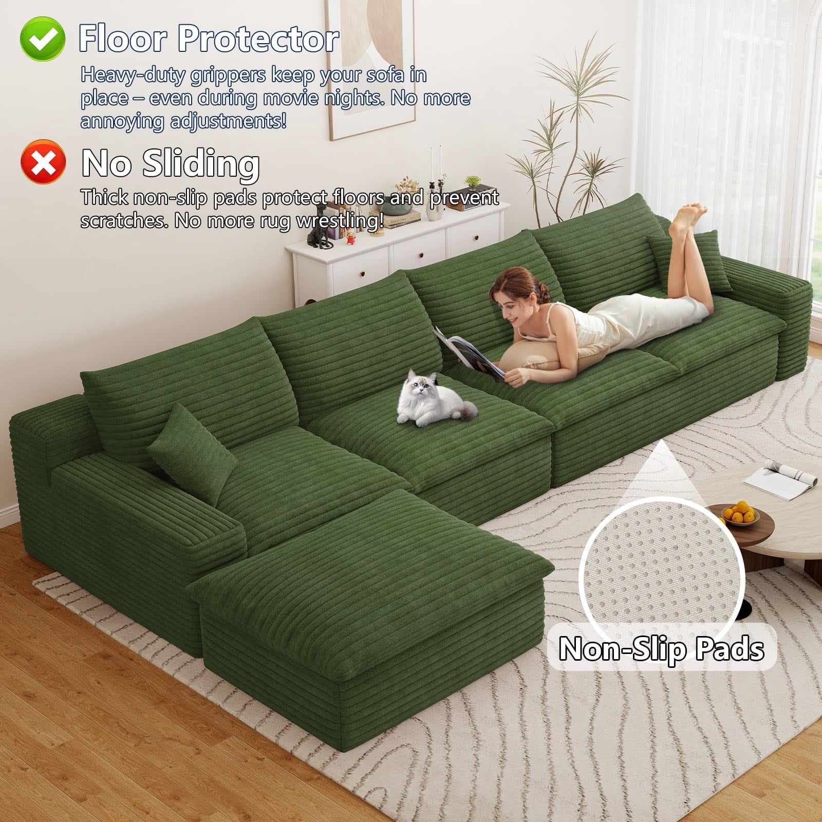 Green L-4 Seater+Ottoman W2824DIY147-ZZ