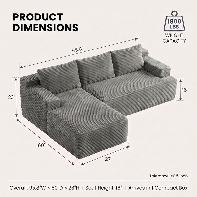Light Gray Left Facing Chaise W5571P500147gen