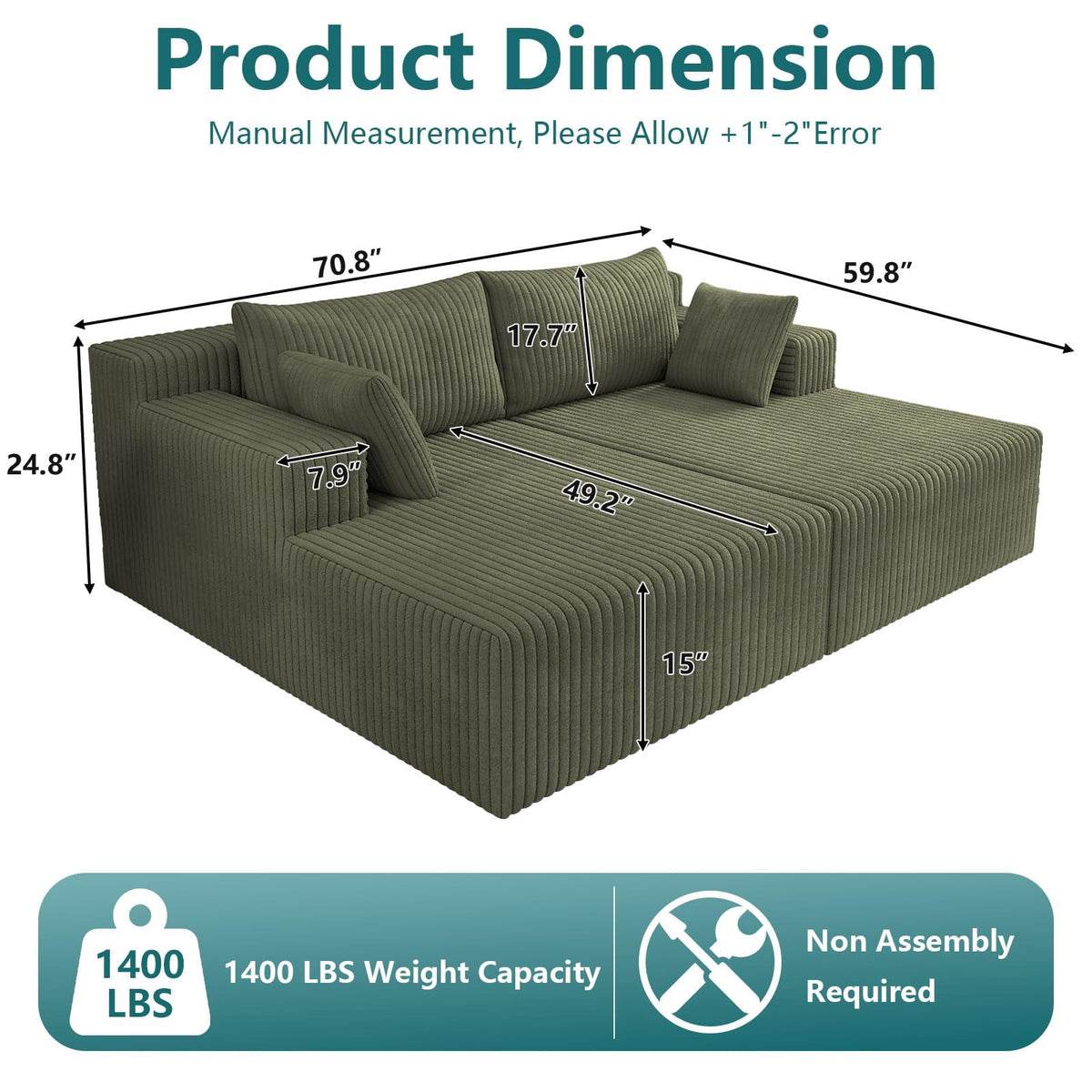 Green Modern, Minimalist, Cozy, Modular Living, Contemporary W5571P450563-green