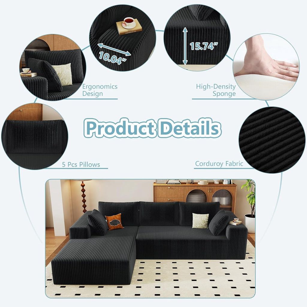 Black Left-facing chaise W5571P500137-ODUWA