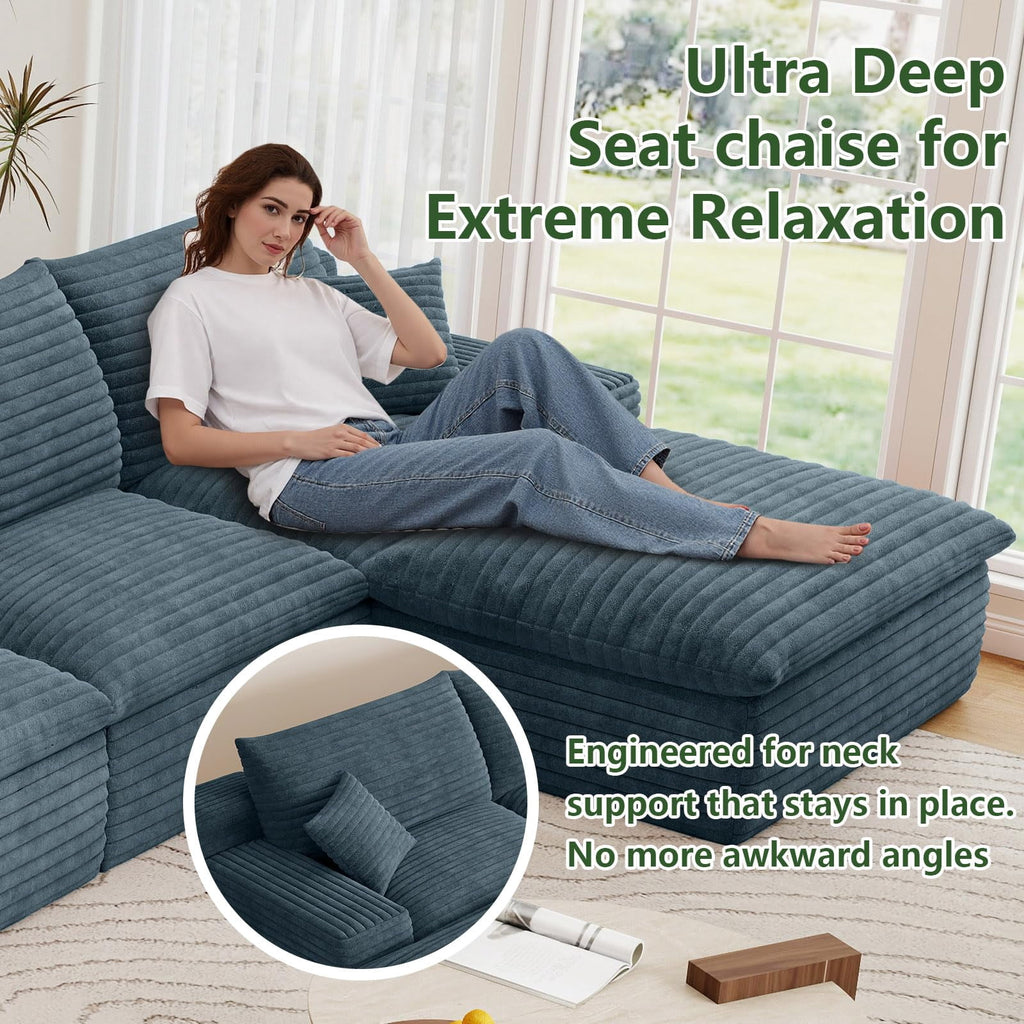 Blue U-4 Seater+2 Ottoman W2824DIY140-Z